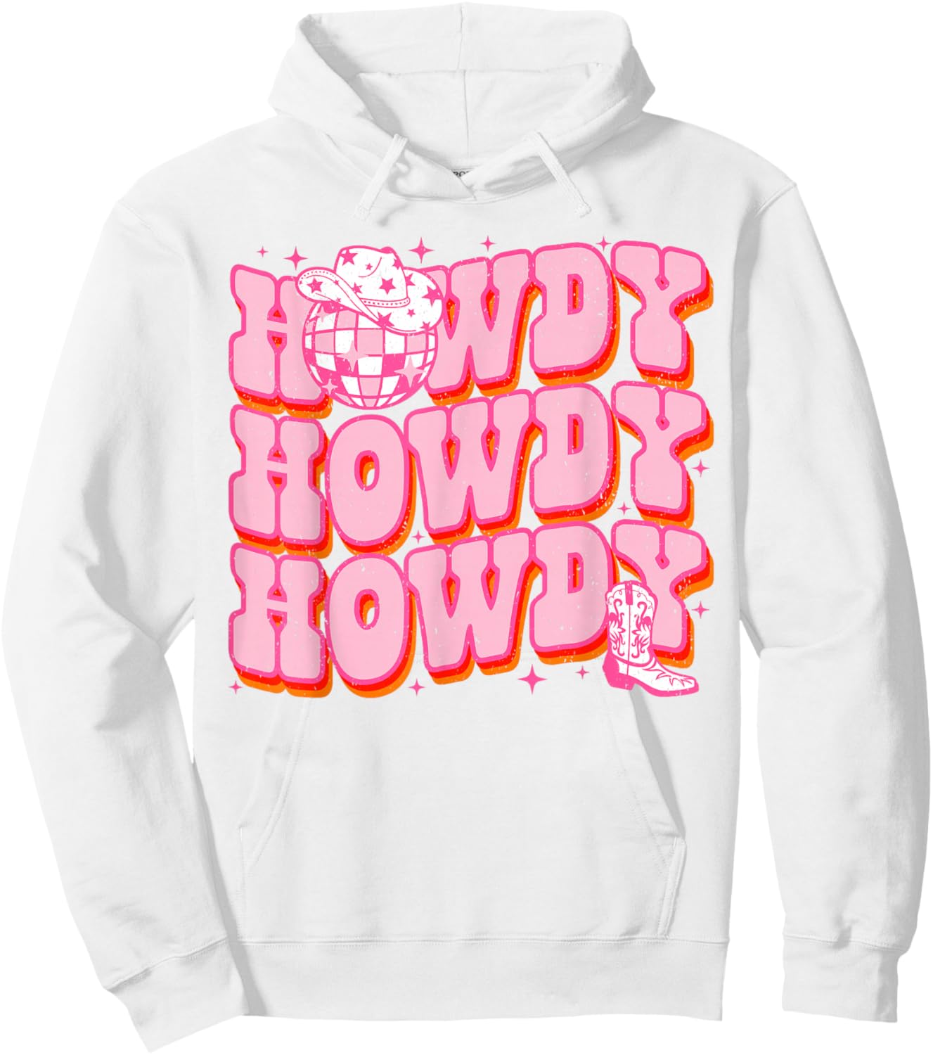 Howdy Southern Western Girl Country Rodeo Pink Disco Cowgirl Hoodie - Hoodie | White