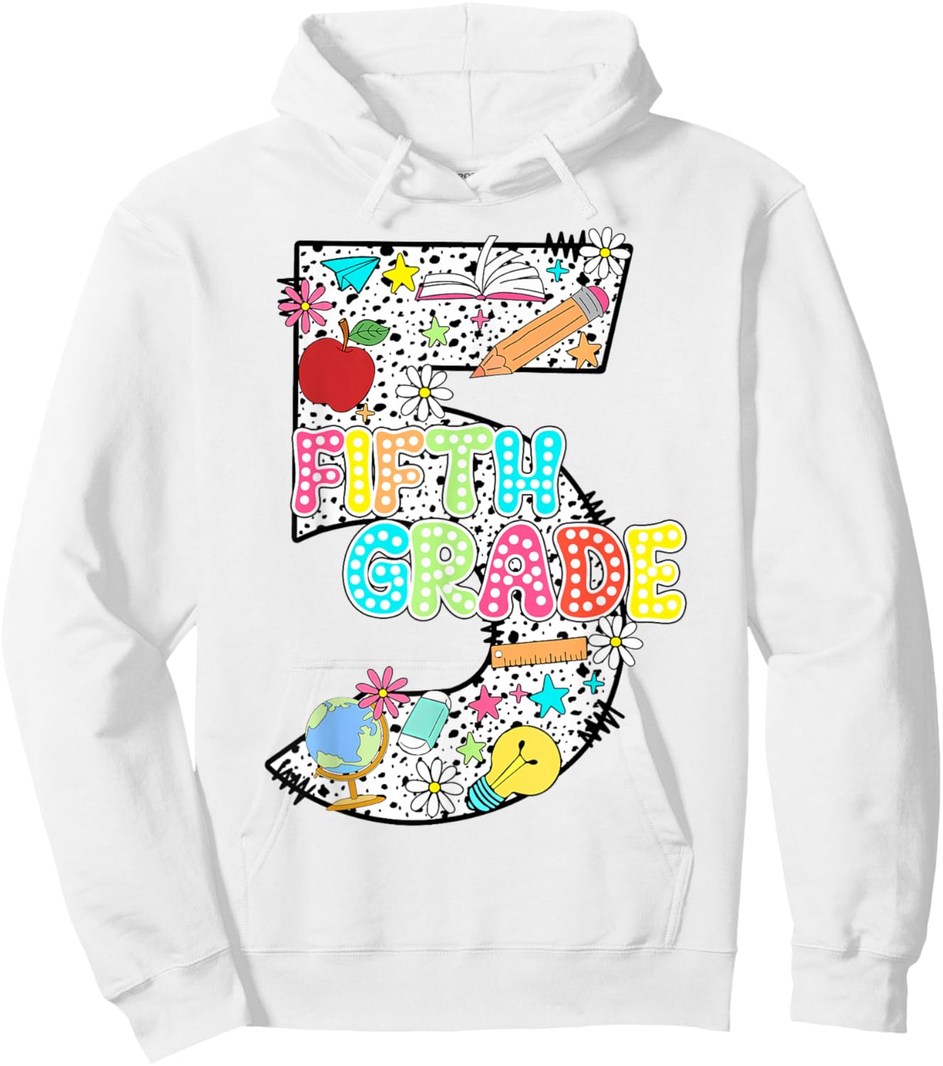 Number 5 Fifth Grade Hello 5th Grade Squad Teacher Student Men Women Kids Hoodie - Hoodie | White