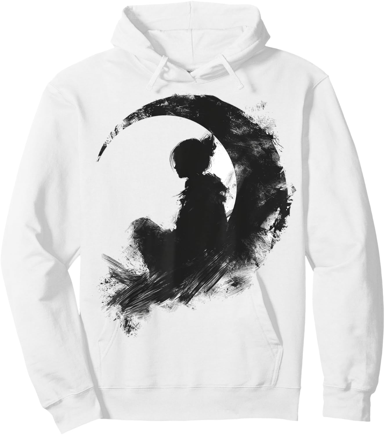 Anime Moon Graphic Art Girl Motif Anime Hoodie - Hoodie | White