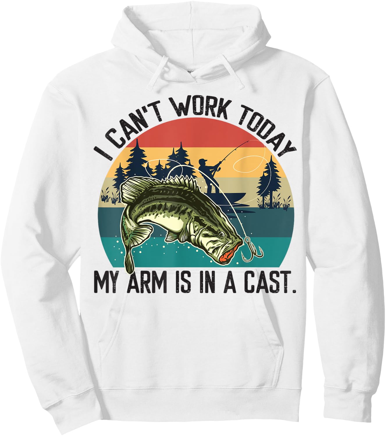 I Can't Work Today, My Arm Is In A Cast, Fishing Vintage Hoodie - Hoodie | White