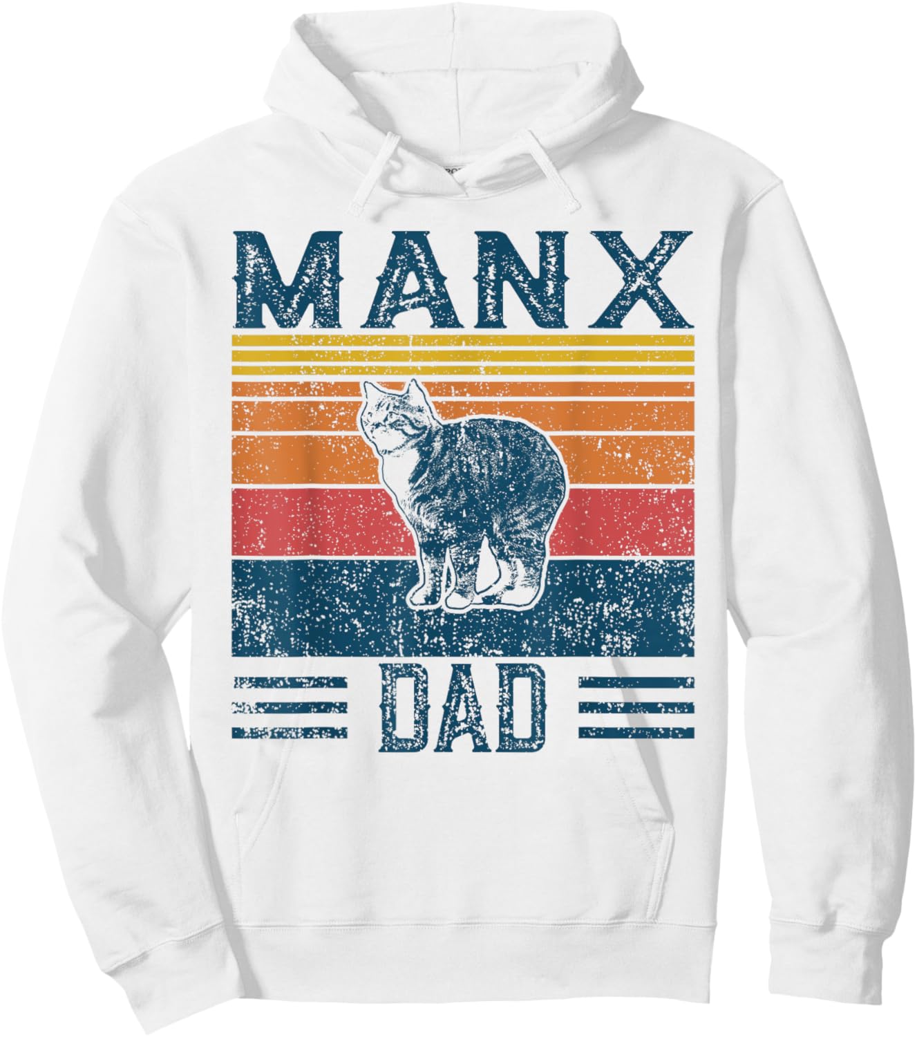 Best Cat Dad Men - Vintage Manx Cat Hoodie - Hoodie | White