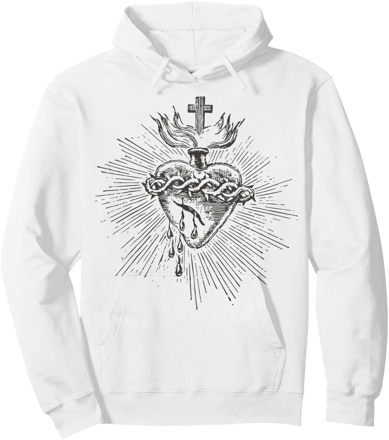 Devotion to the Sacred Heart of Jesus Vintage Catholic Art Hoodie - Hoodie | White