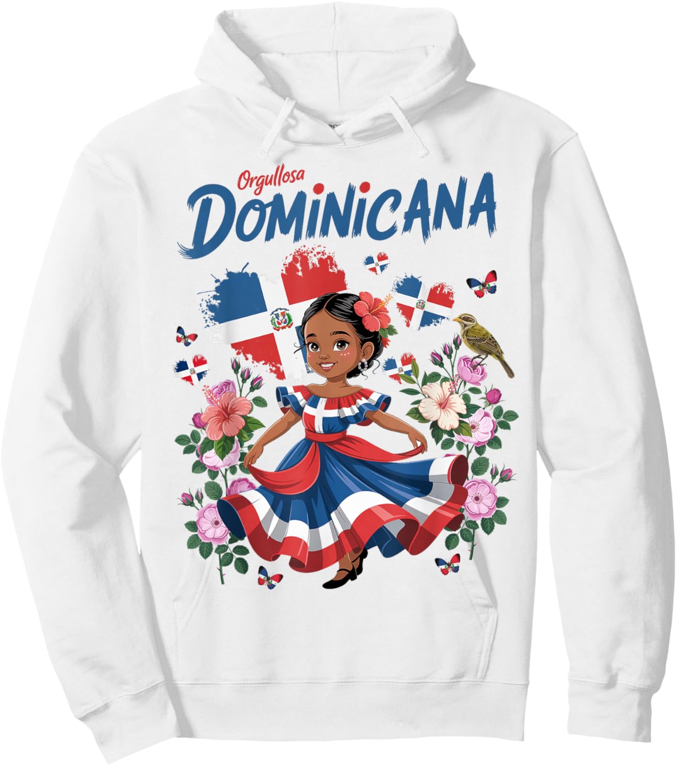 Dominican Republic Flag Outfit Idea for Girls Dominicana Hoodie - Hoodie | White