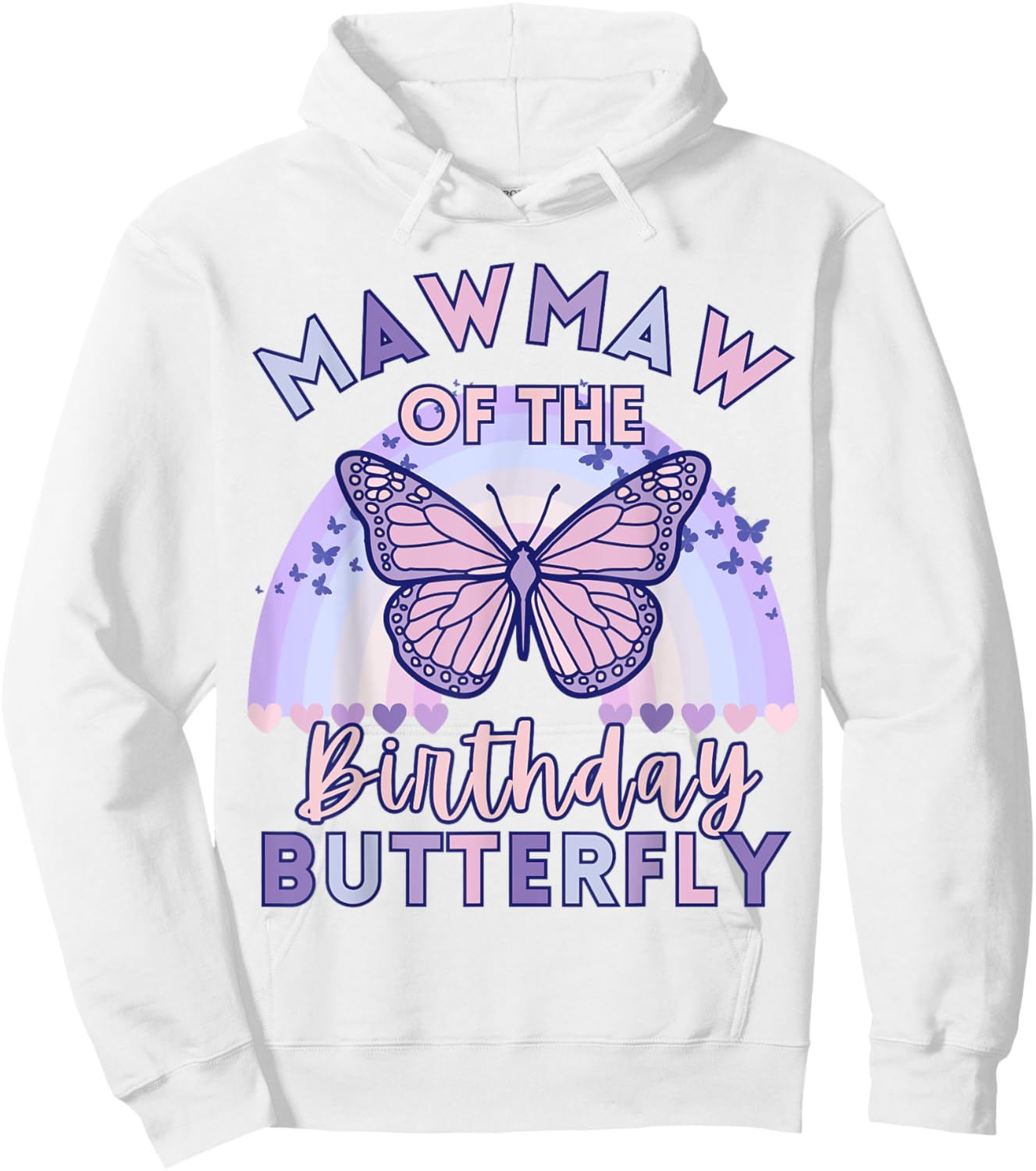 Mawmaw Of The Birthday Butterfly Kids Bday Mamaw Grandma Hoodie - Hoodie | White