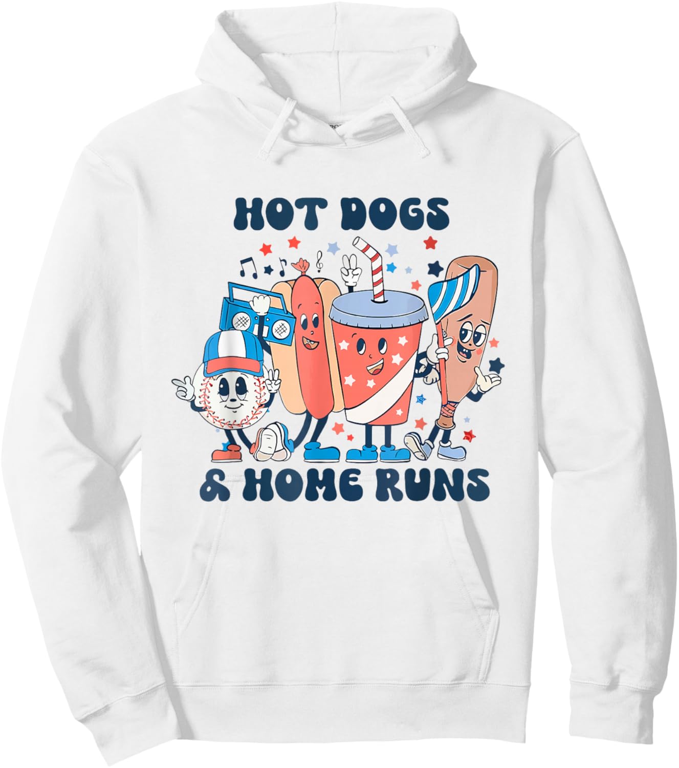 Hot Dogs And Home Runs Hot Dog Baseball Touchdown Hoodie - Hoodie | White
