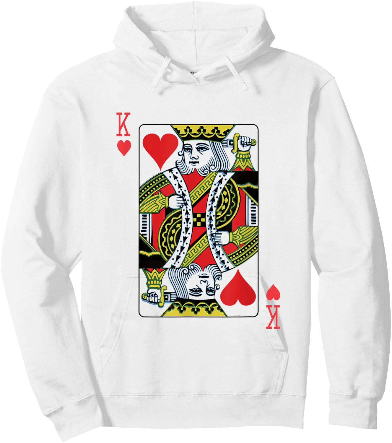 King of Hearts Playing Card Poker Hoodie - Hoodie | White