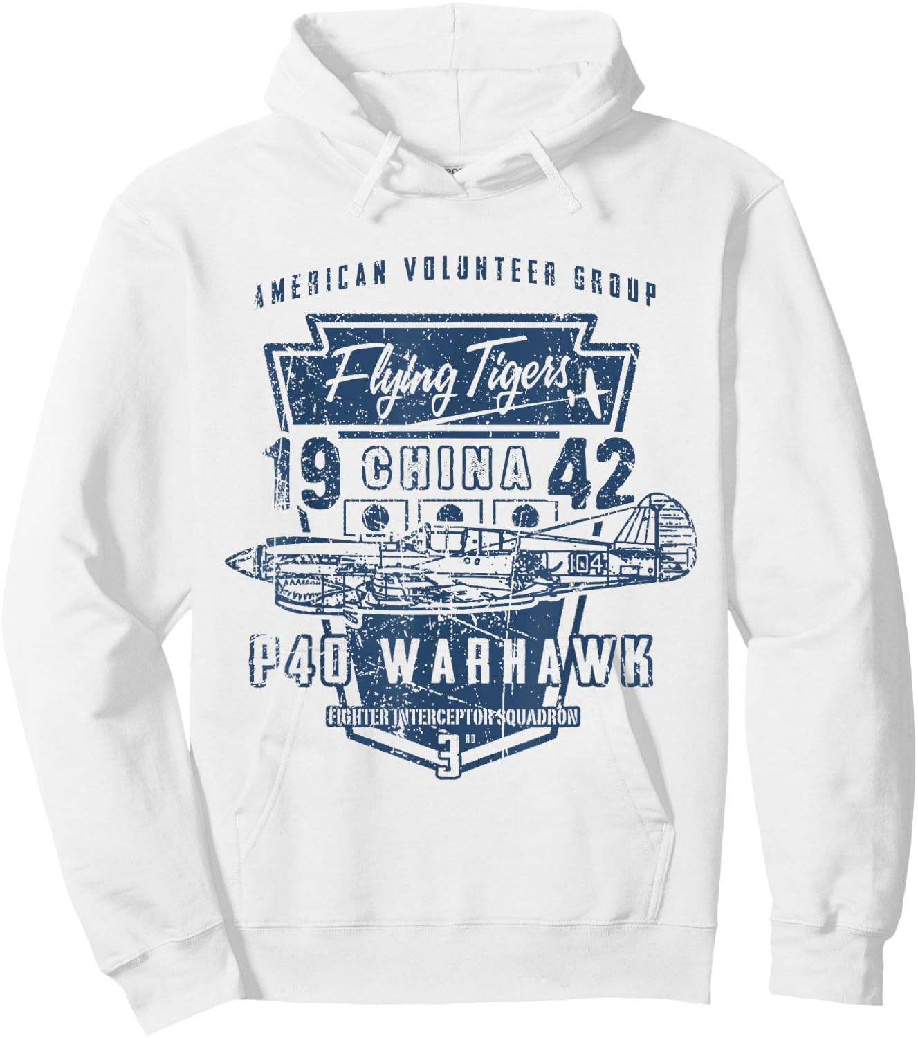 Warbird Flying Tiger p-40 Warhawk T Shirt Hoodie - Hoodie | White