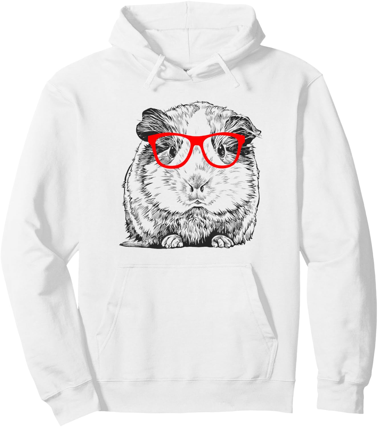 Hipster Guinea Pig in Red Glasses Pet Animal T Shirt Hoodie - Hoodie | White