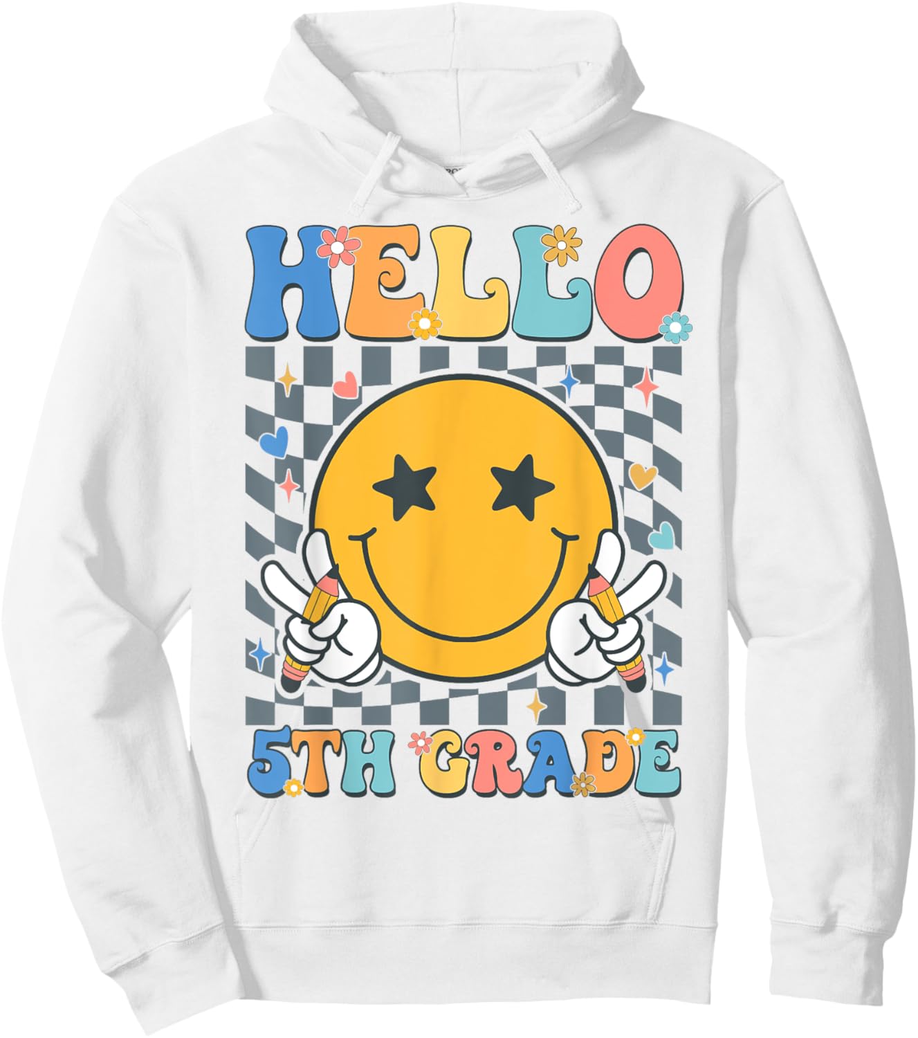 Retro Groovy Hello 5th Grade Back To School Teachers Kids Hoodie - Hoodie | White