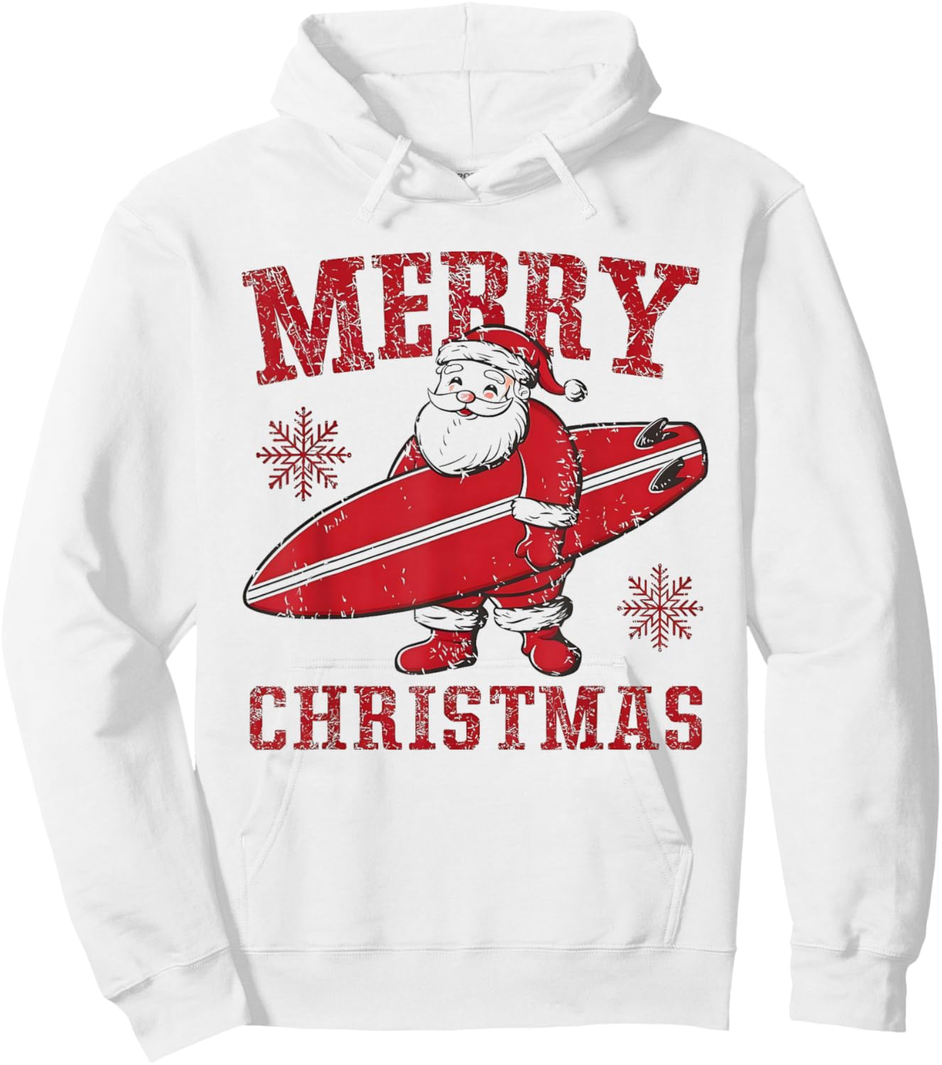 Merry Christmas Santa Claus Surfing Summer SurfBoard Beach Hoodie - Hoodie | White