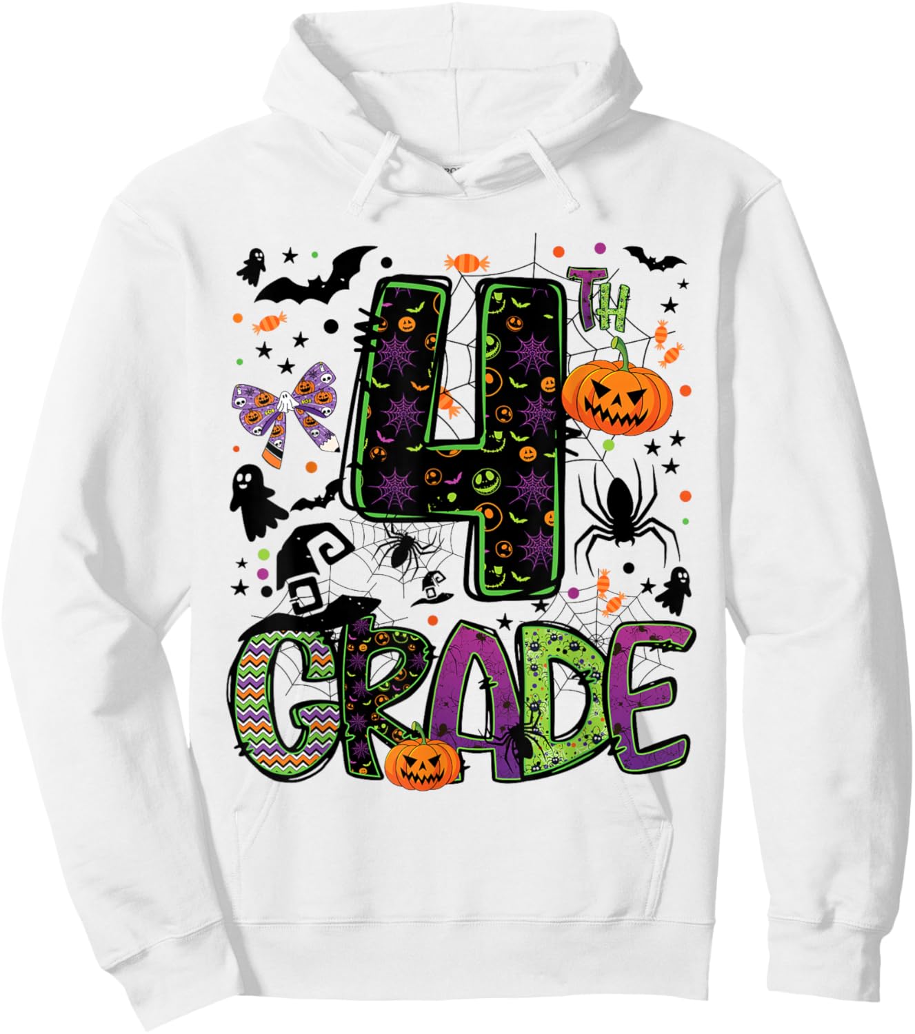 Halloween Spooky 4th Grade Halloween Team Student Teacher Hoodie - Hoodie | White