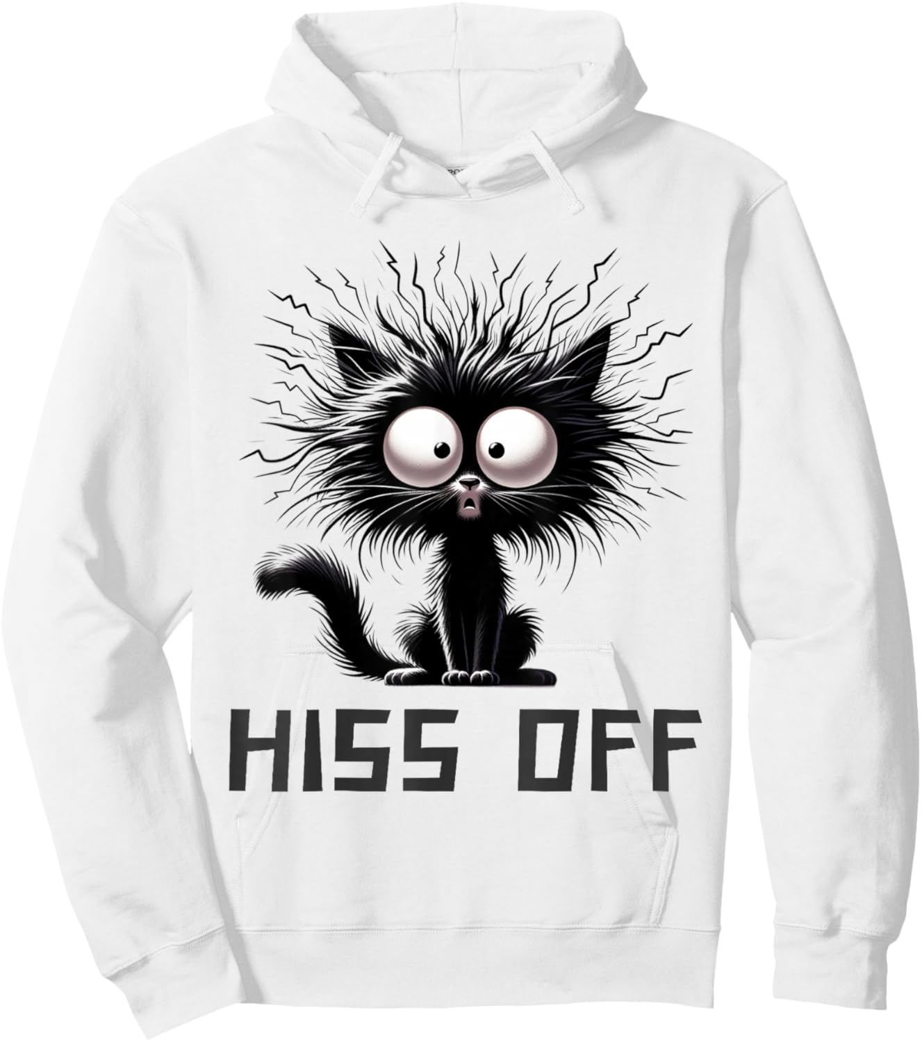 Hiss Off Funny Black Cat Hiss Off Meow Cat Gifts Black Cat Hiss Off Meow Cat Funny Cat Lover Women -Adults Cotton 65% Polyester 35% White Cartoon Hoodie - Hoodie | White