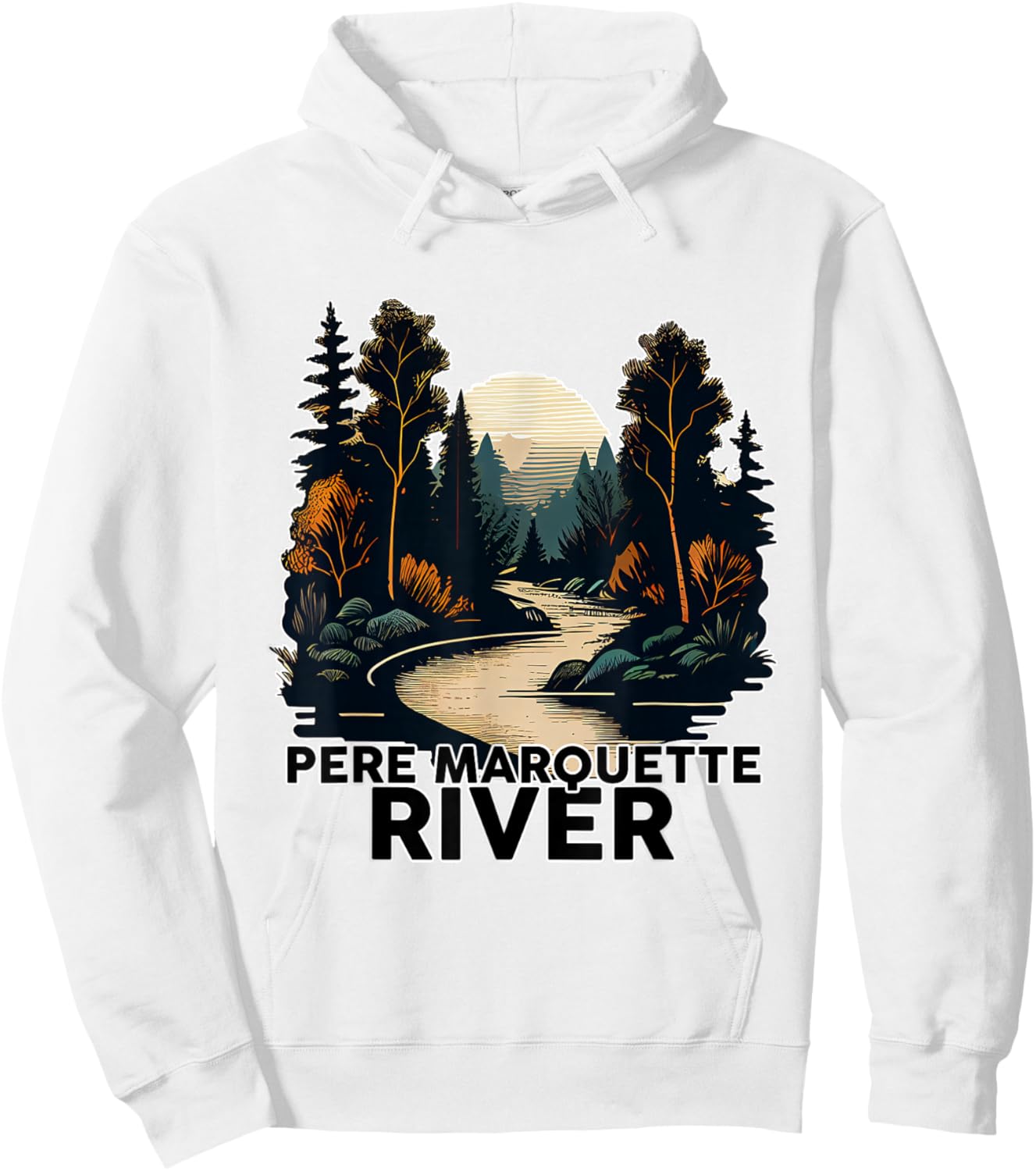 Pere Marquette River Retro River Pere Marquette Hoodie - Hoodie | White