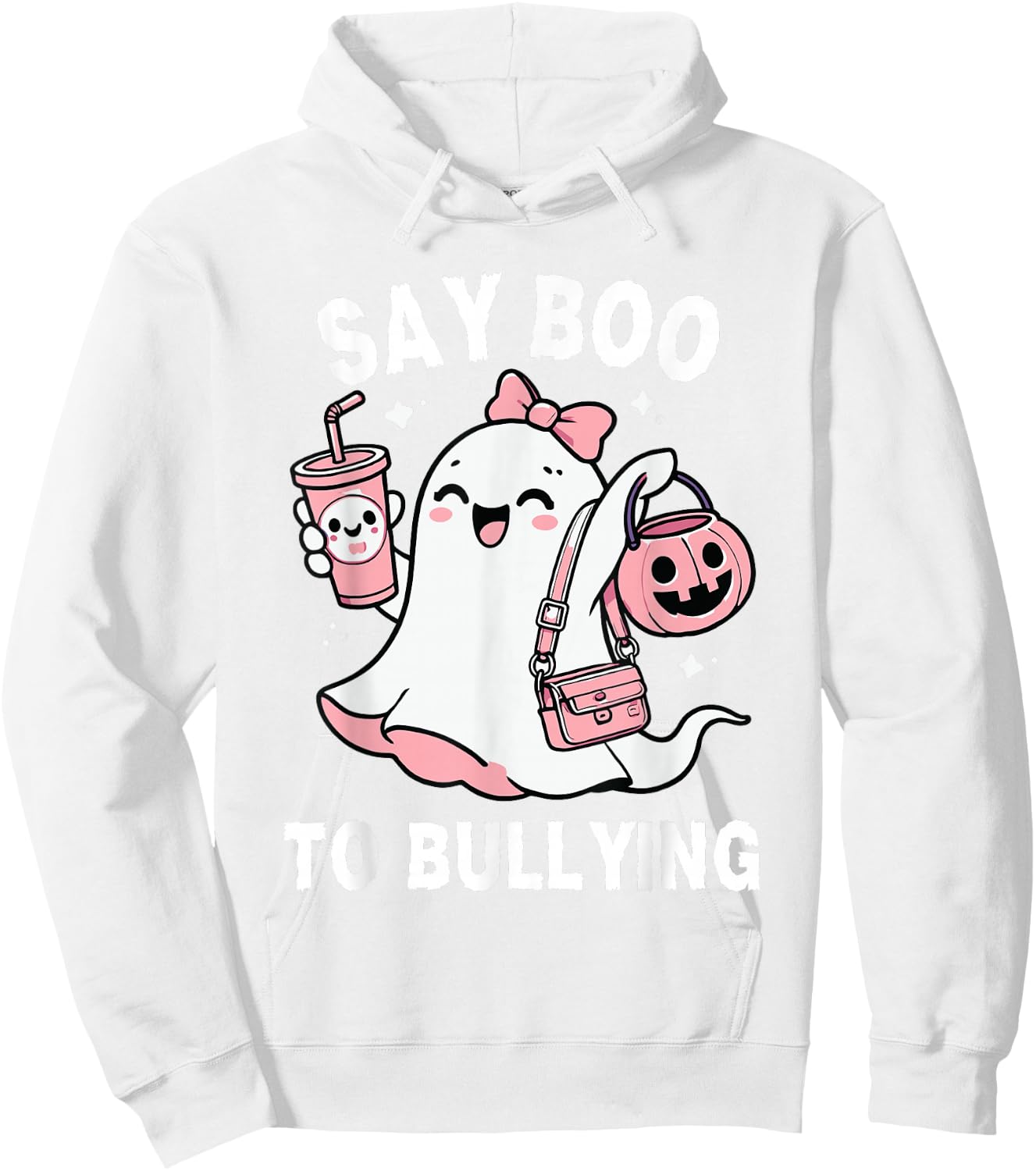 Say Boo To Bullying Orange Anti Bullying Unity Day Halloween Hoodie - Hoodie | White