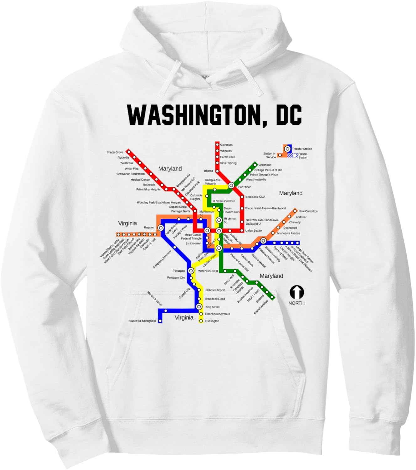 Metro Map Washington D.C.Vacation Cherry Blossom Capitol Hoodie - Hoodie | White
