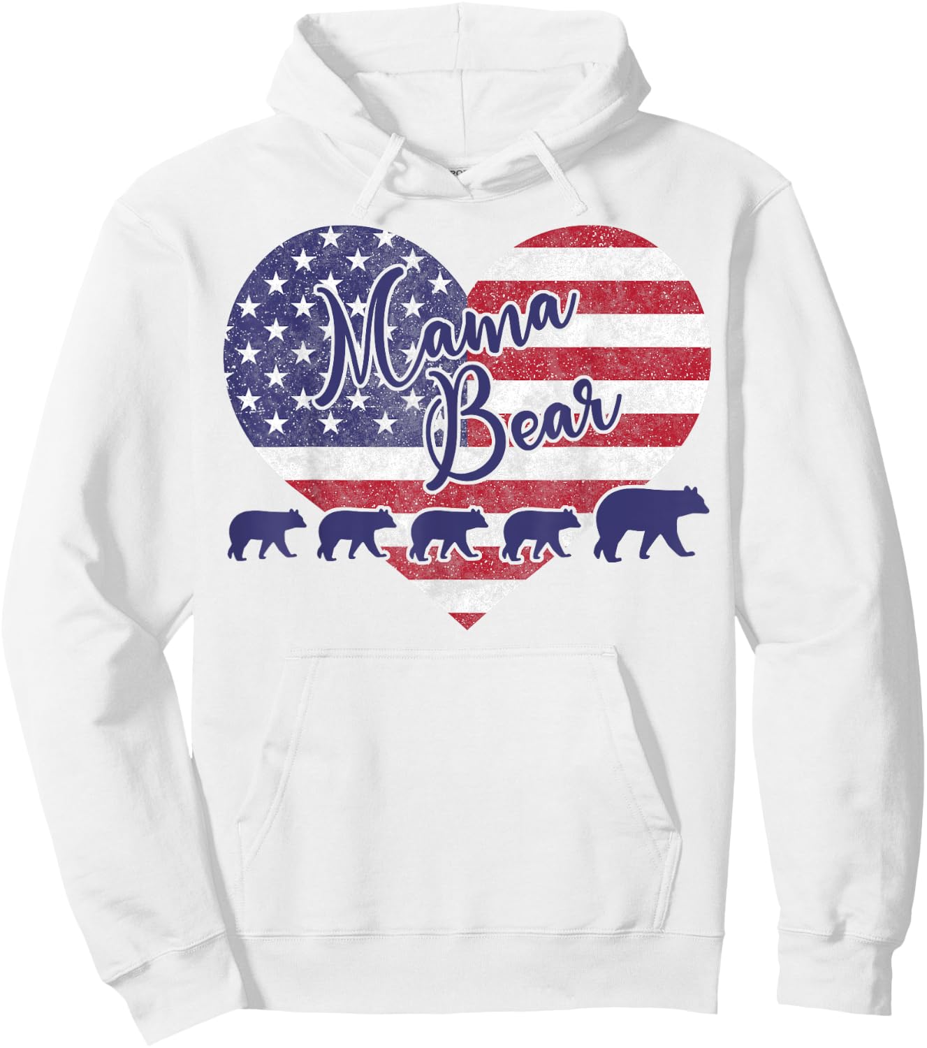 Mama Bear 4th of July Shirt 4 Cubs USA Flag Heart Women Men Hoodie - Hoodie | White