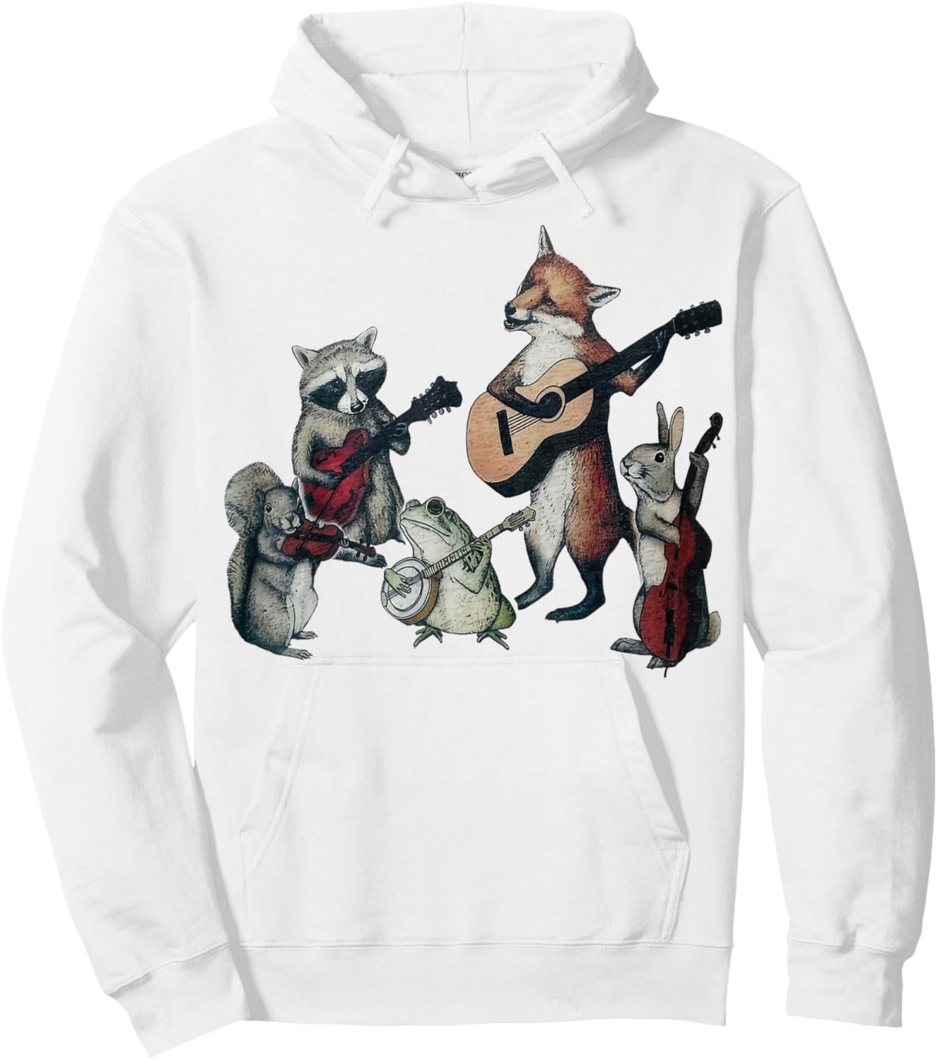 Bluegrass Animal Band Geeky Musical Vintage Hoodie - Hoodie | White