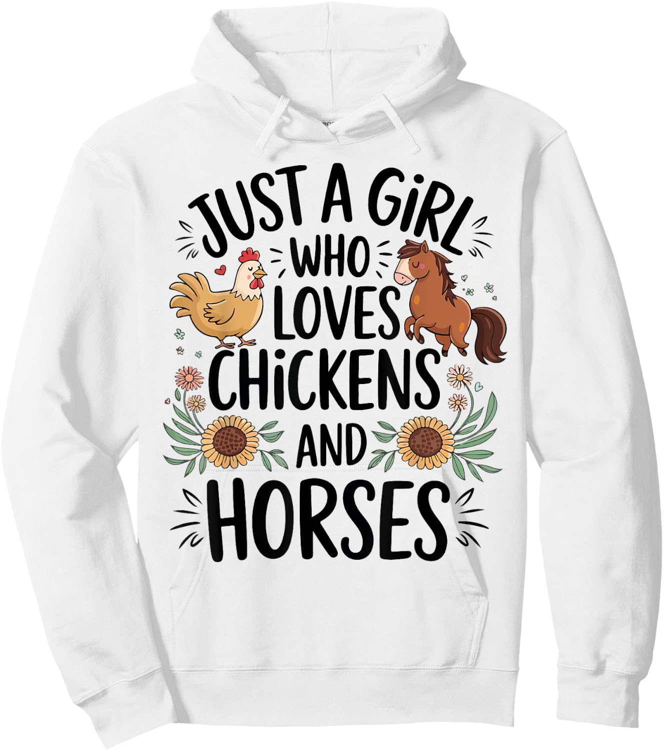 Just A Girl Who Loves Chicken & Horses Farming Farmer Women Hoodie - Hoodie | White