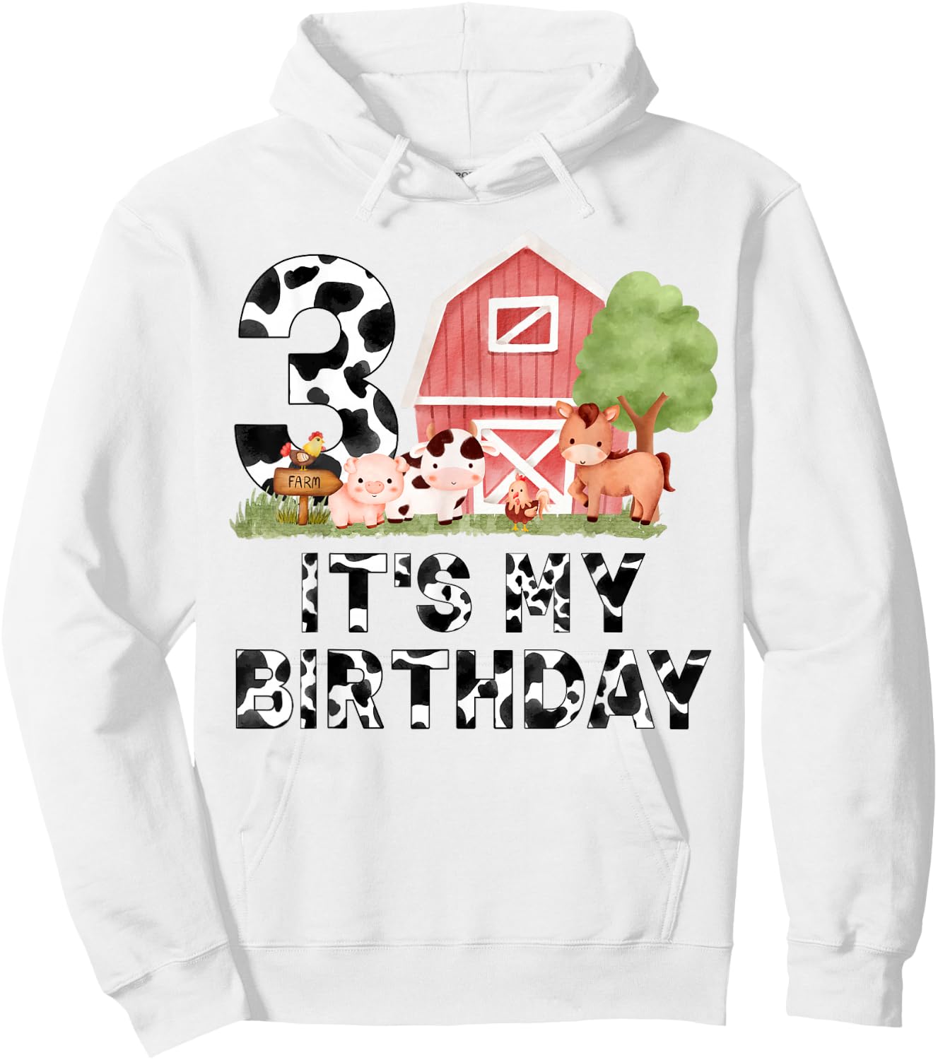 It's My 3rd Birthday Boy Girl Farm Animal 3 Years Old Kids Hoodie - Hoodie | White