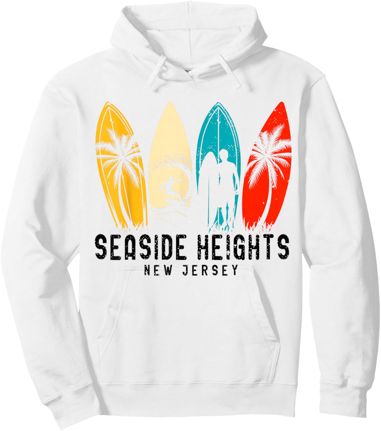 Vintage New Jersey Seaside Heights Surfboarder Hoodie - Hoodie | White