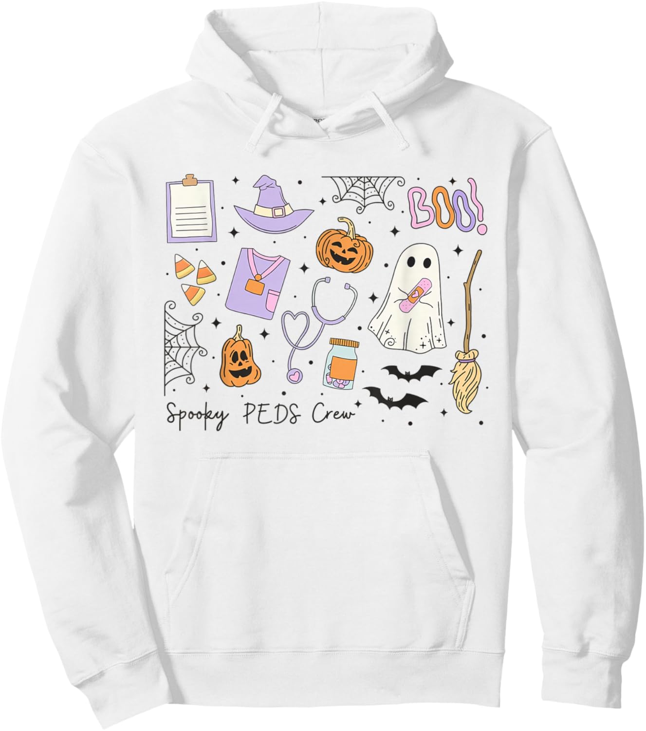 Spooky PEDS Crew Halloween Pumpkin Pediatrics Halloween Hoodie - Hoodie | White