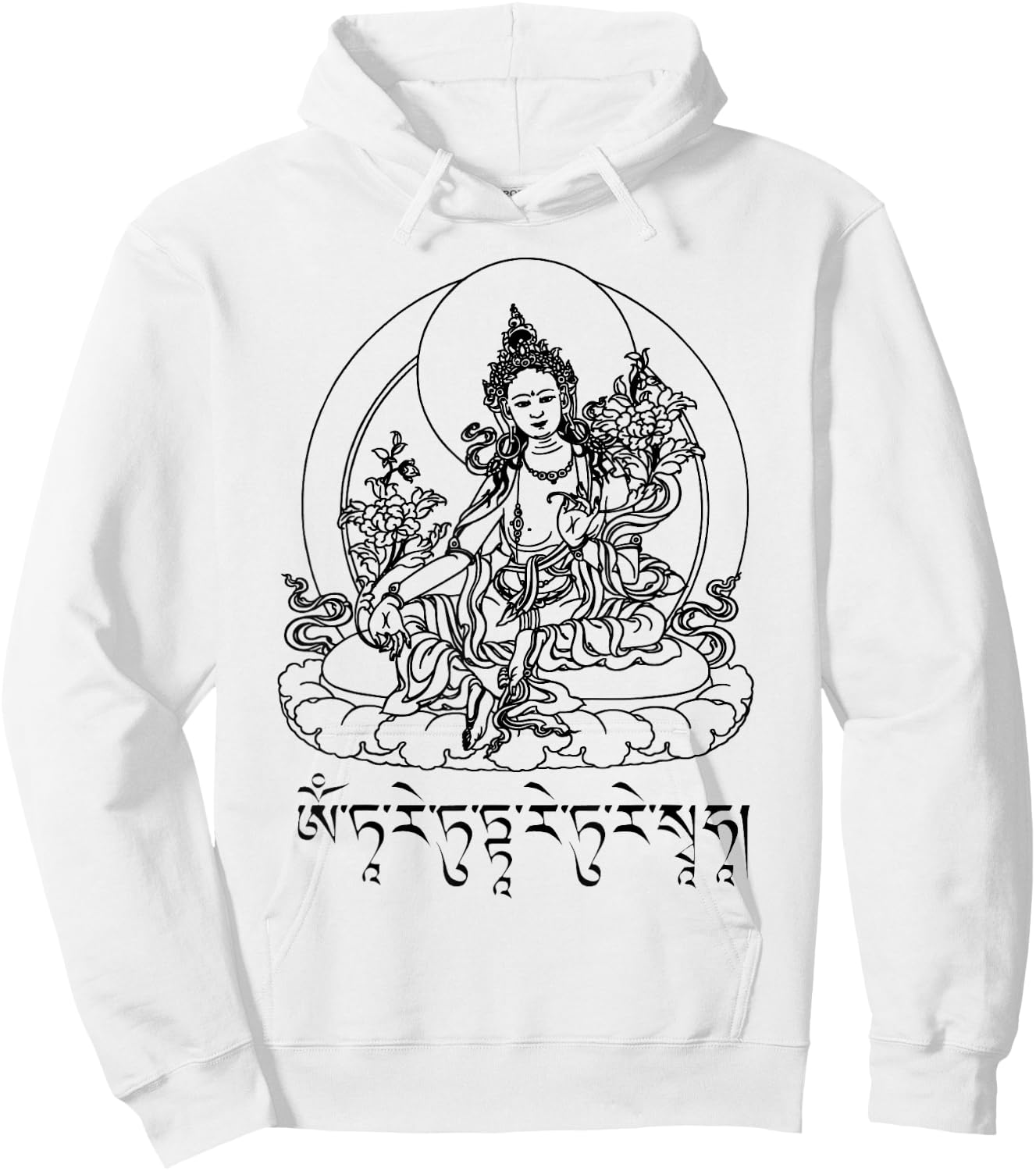 Buddha Green Tara Mantra Tibetan Buddhism Vajrayana Hoodie - Hoodie | White