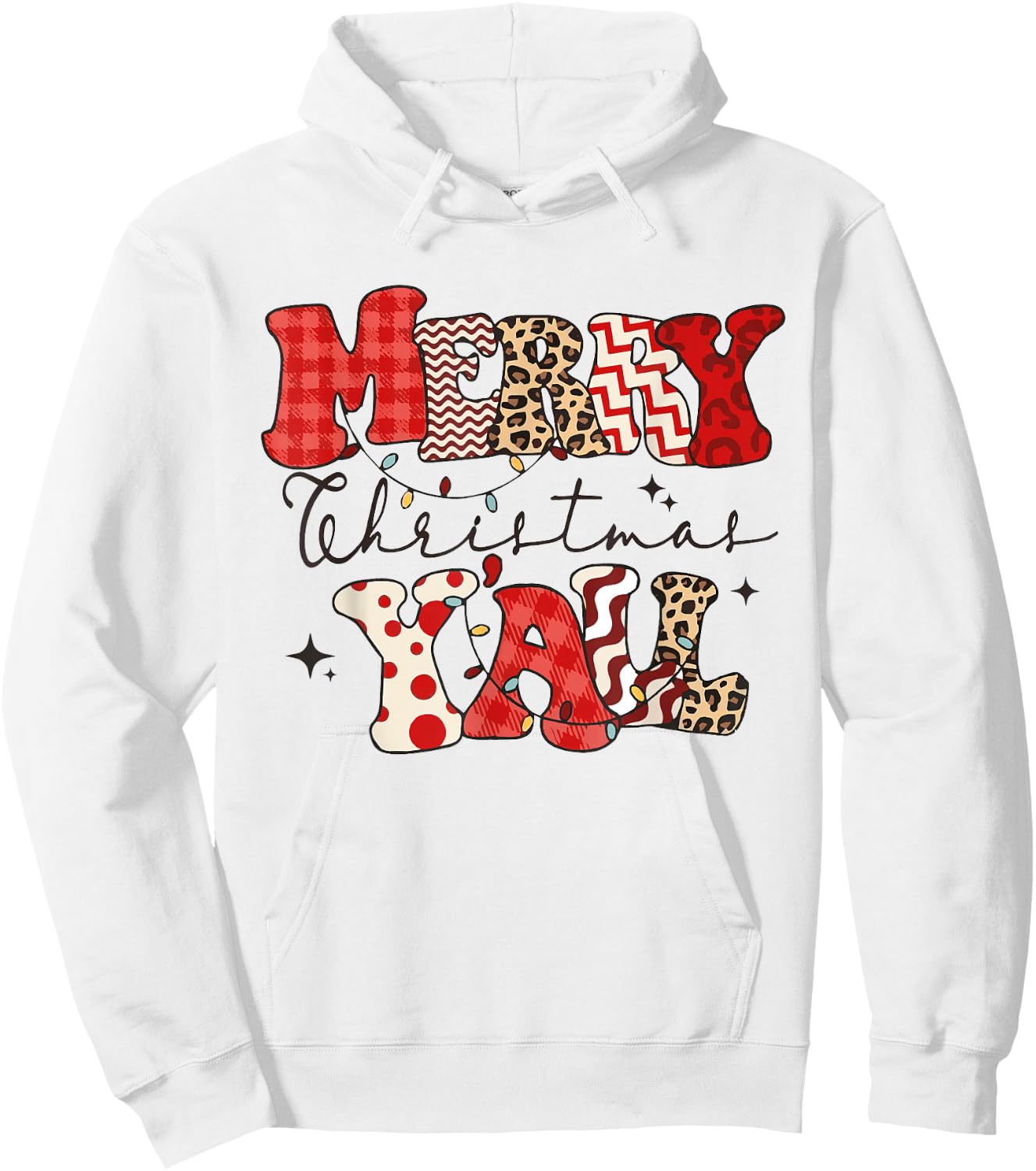 Merry Christmas Y'all Leopard Buffalo Pajama Family Xmas Hoodie - Hoodie | White