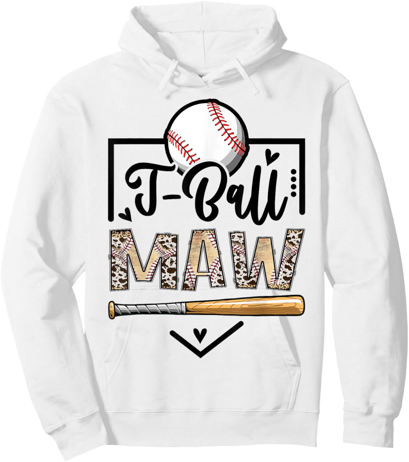 T-Ball Maw Leopard Funny Ball Game Day Hoodie - Hoodie | White
