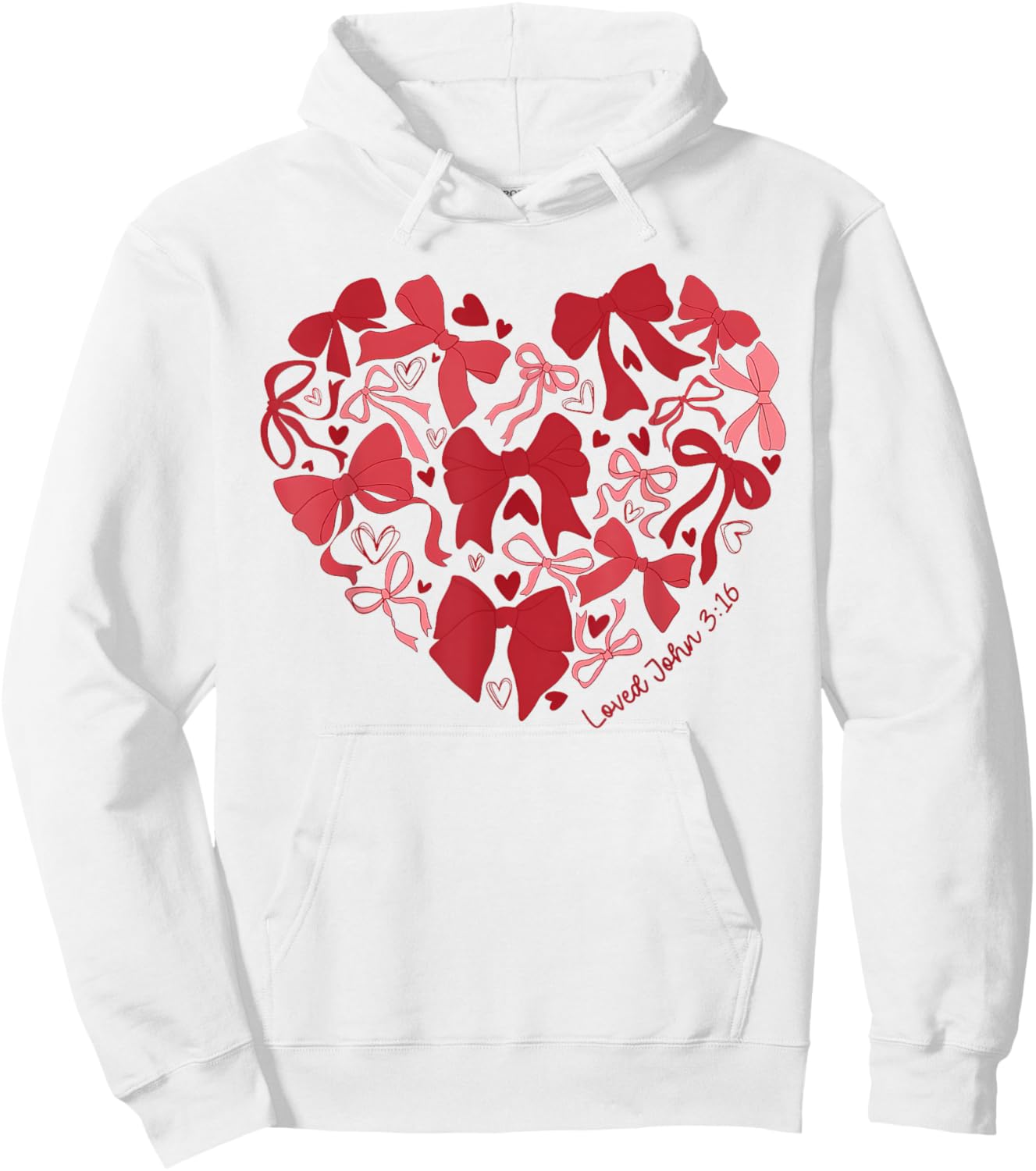 Loved John 3 16 Bow Valentine Christian Bible Verse Women Hoodie - Hoodie | White