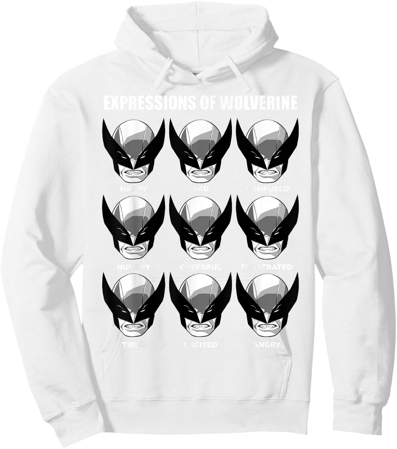 Marvel X-Men Expressions of Wolverine Grid Hoodie - Hoodie | White