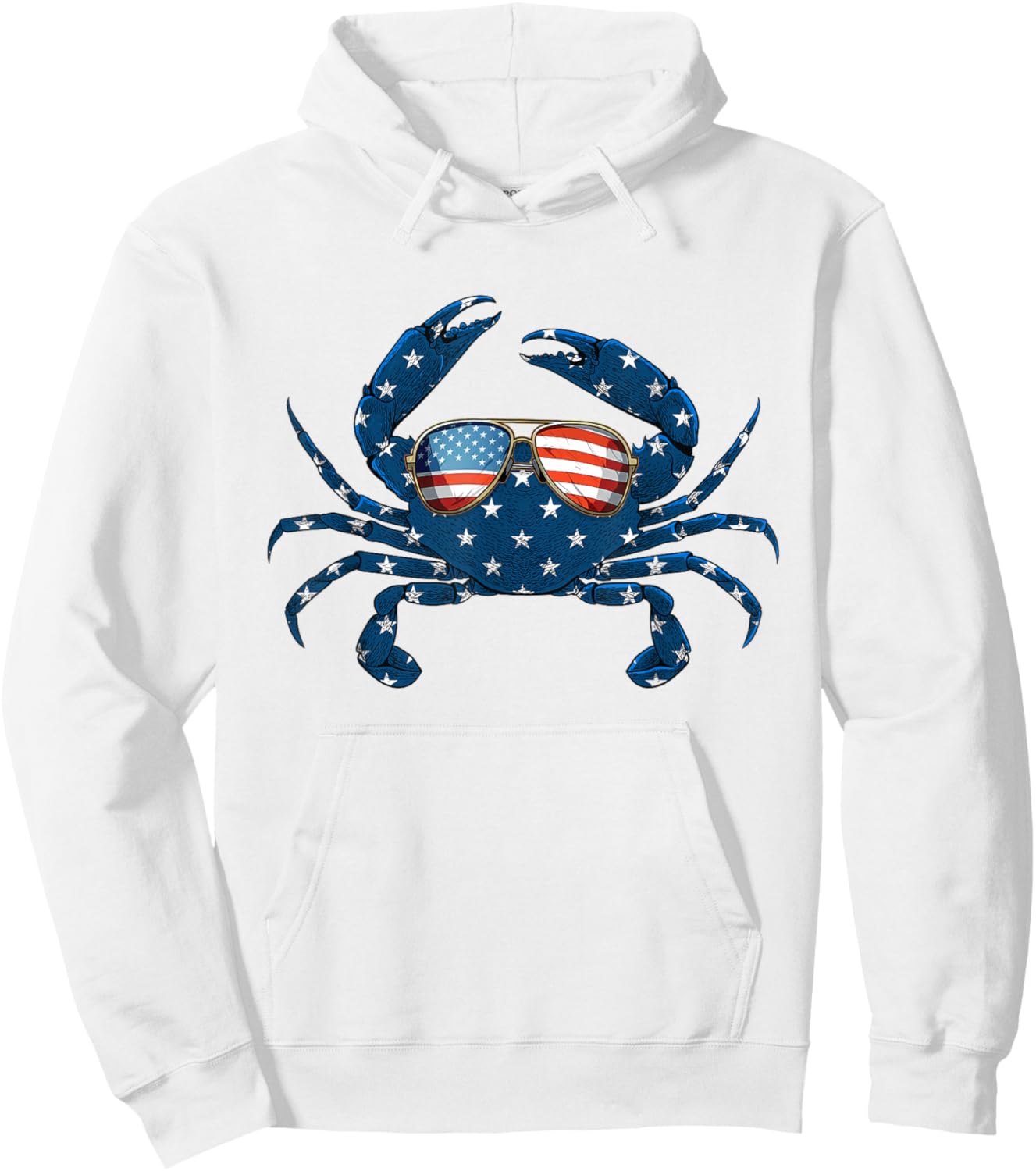 Patriotic Crab - 4th of July USA Crustacean Seafood Crabbing Hoodie - Hoodie | White