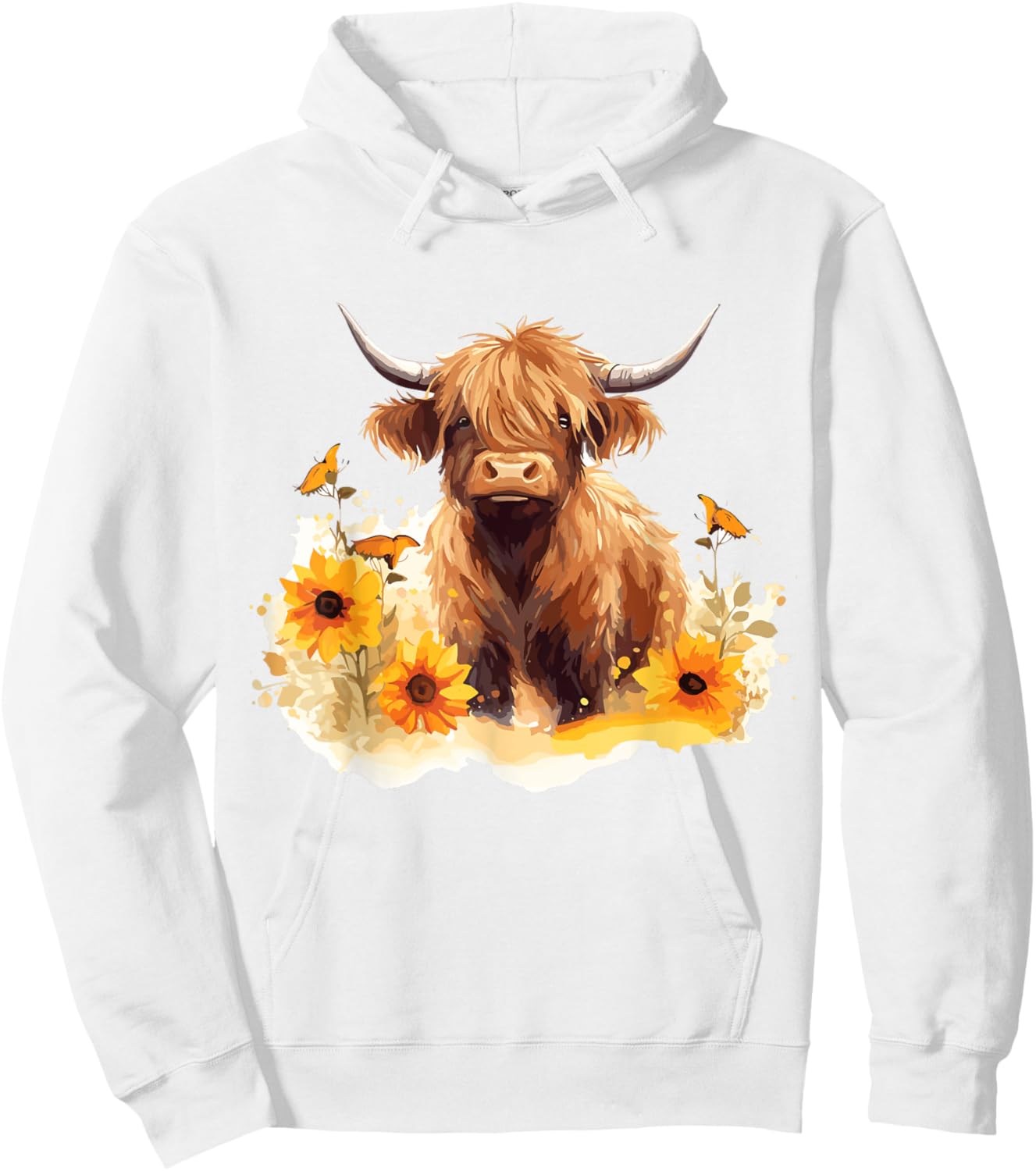 Scottish Highland Cow Sunflowers Heifer Country Farmer Girl Hoodie - Hoodie | White