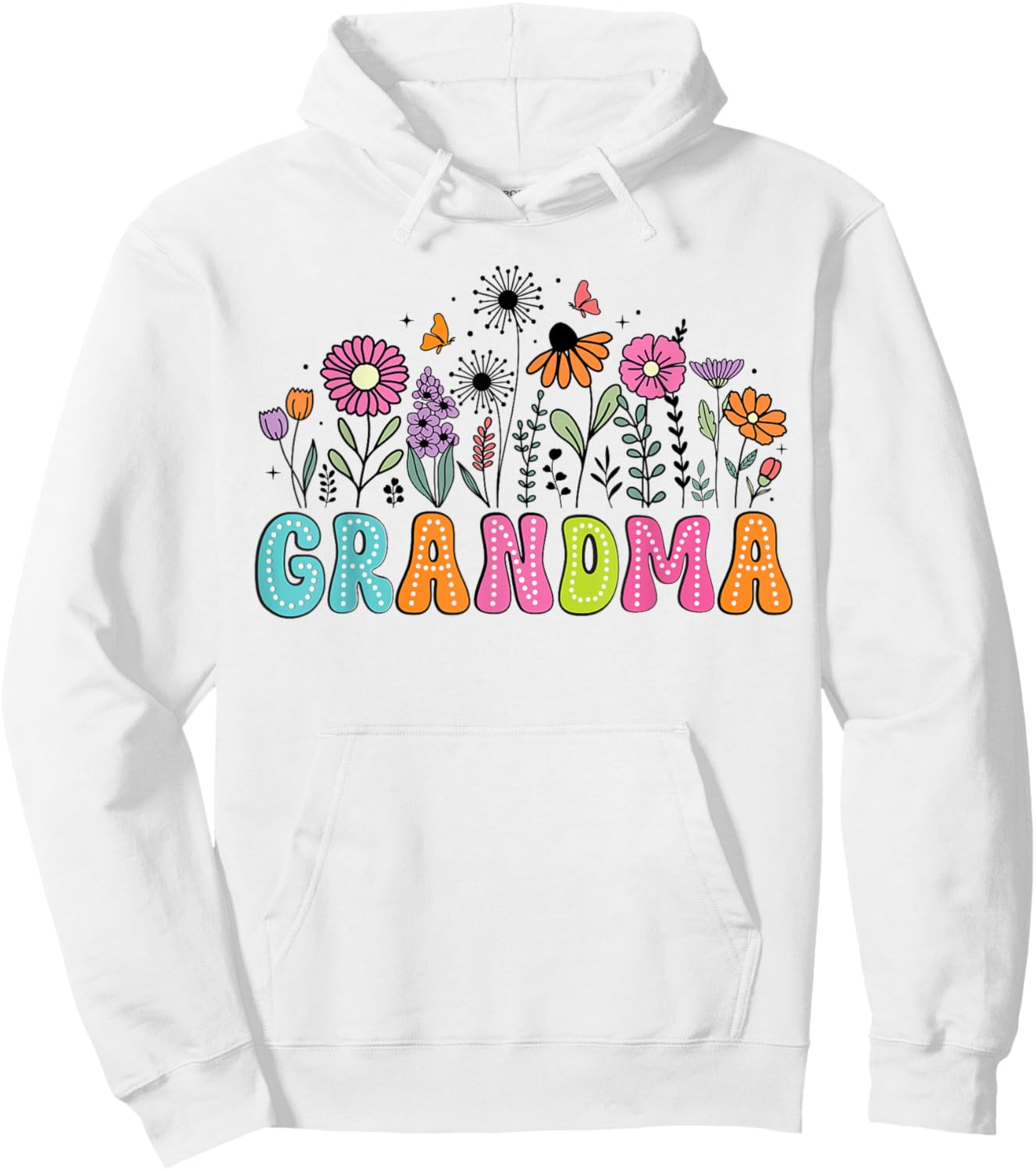 Groovy Wildflower Grandma Floral Grandma Mother's Day Hoodie - Hoodie | White
