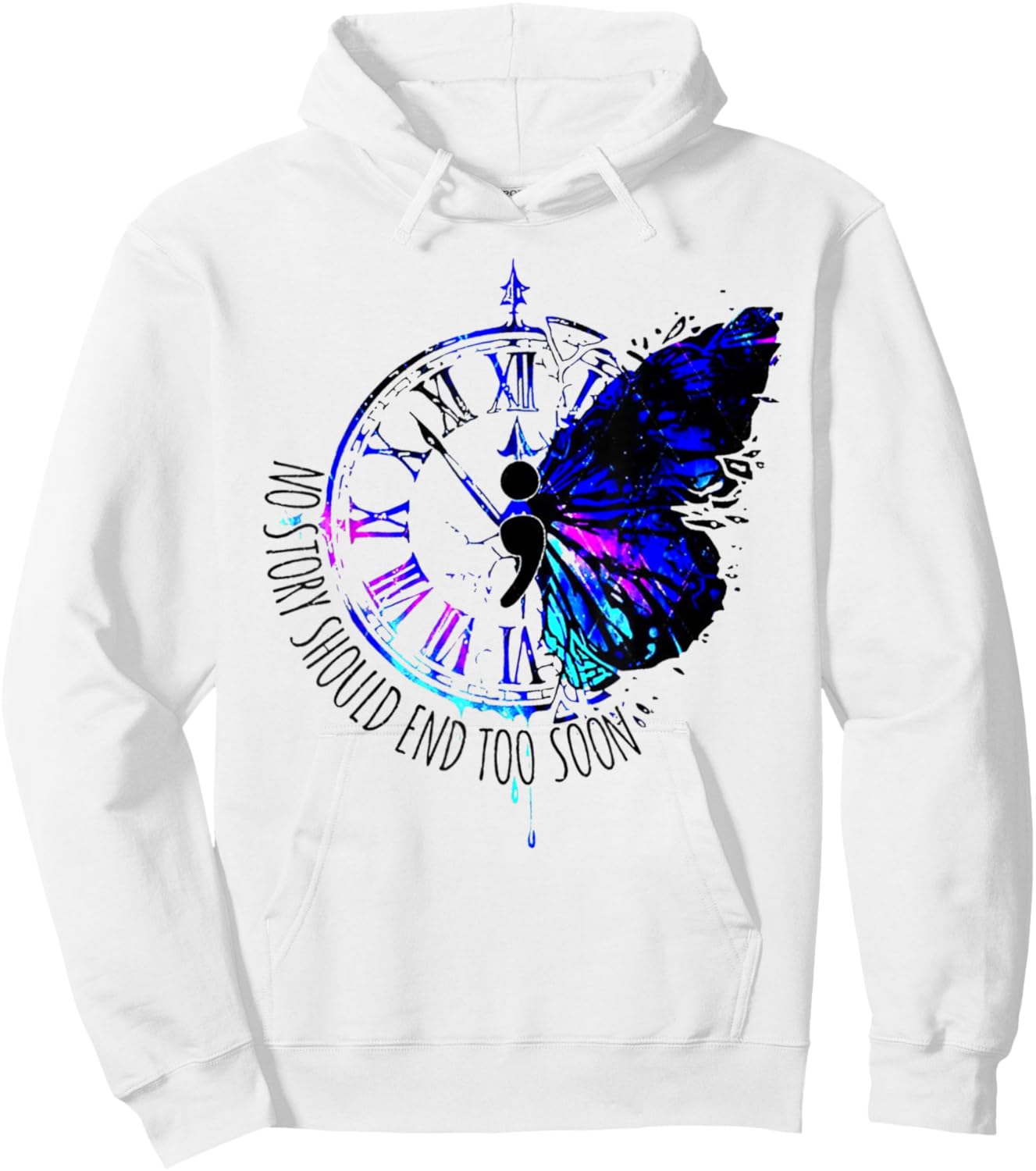 No Story Should End Too Soon Suicide Awareness Butterfly Hoodie - Hoodie | White