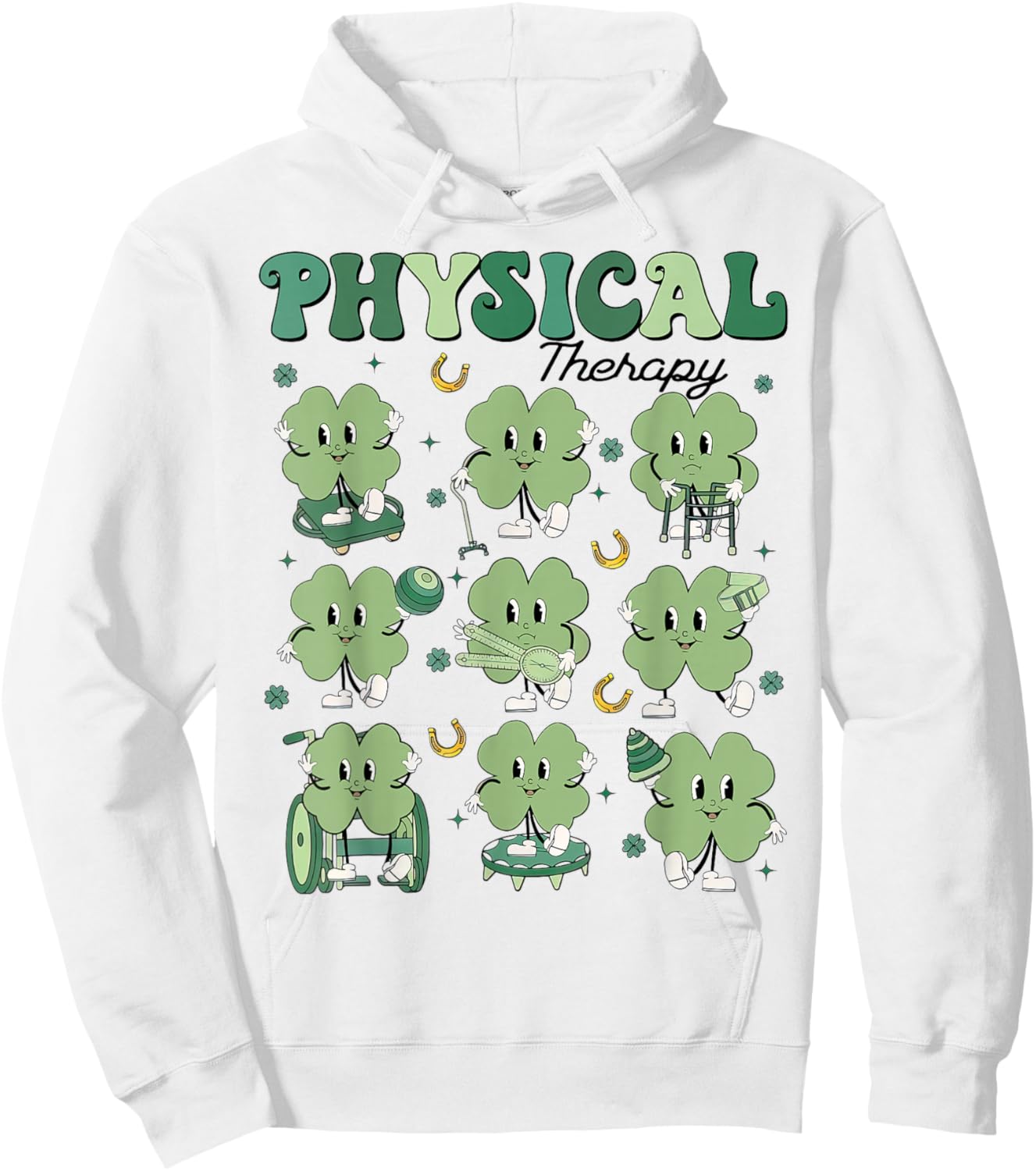 Physical Therapy PT Funny Shamrock St Patricks Day Hoodie - Hoodie | White