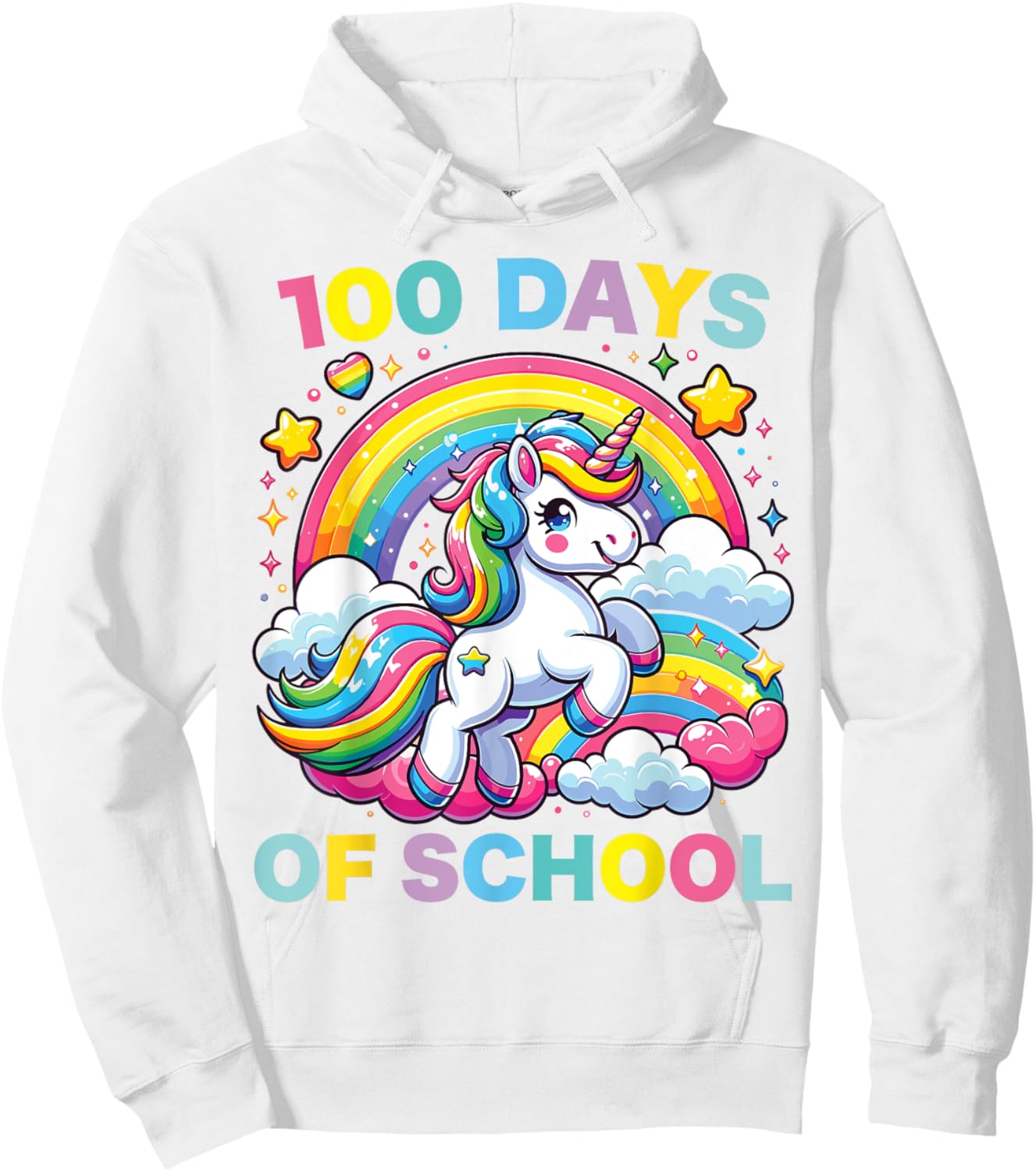 100 Days of School Unicorn Girls Teacher 100th Day of School Hoodie - Hoodie | White