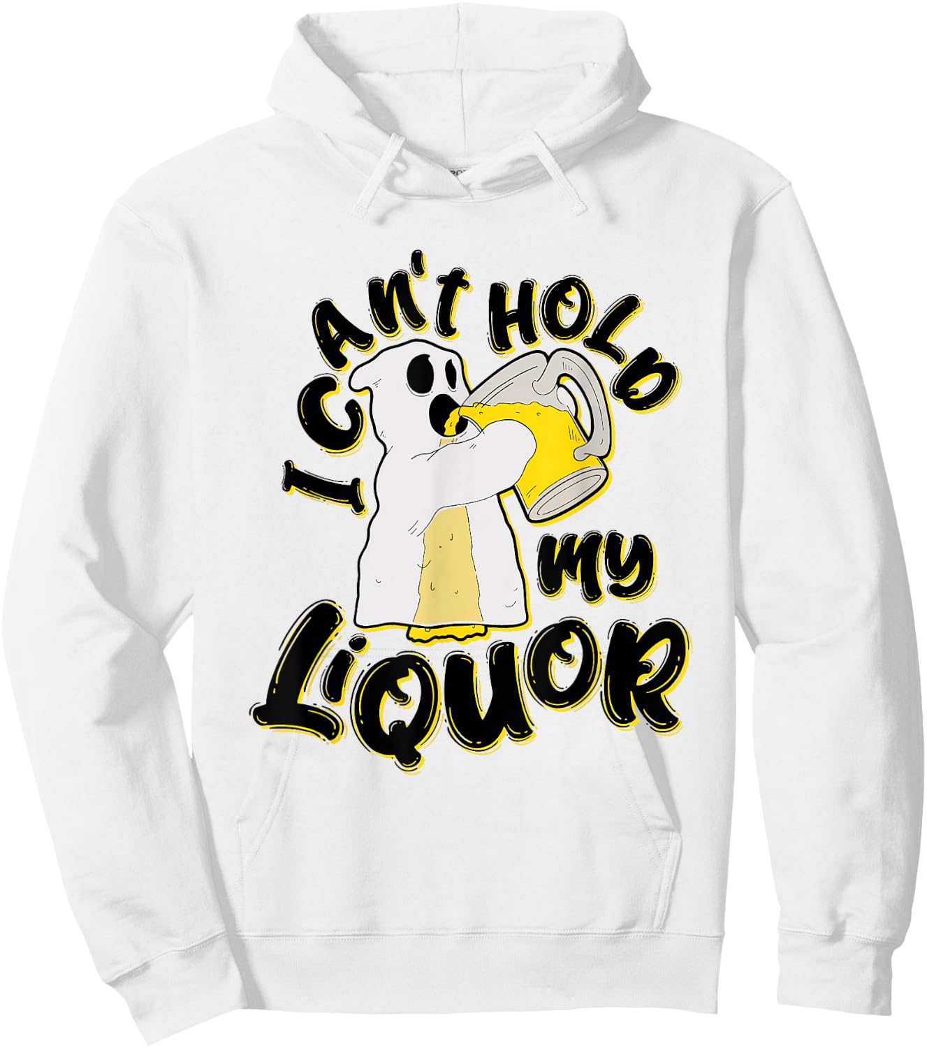 Beer Halloween Can’t Hold My Liquor Ghost Saying Hoodie - Hoodie | White