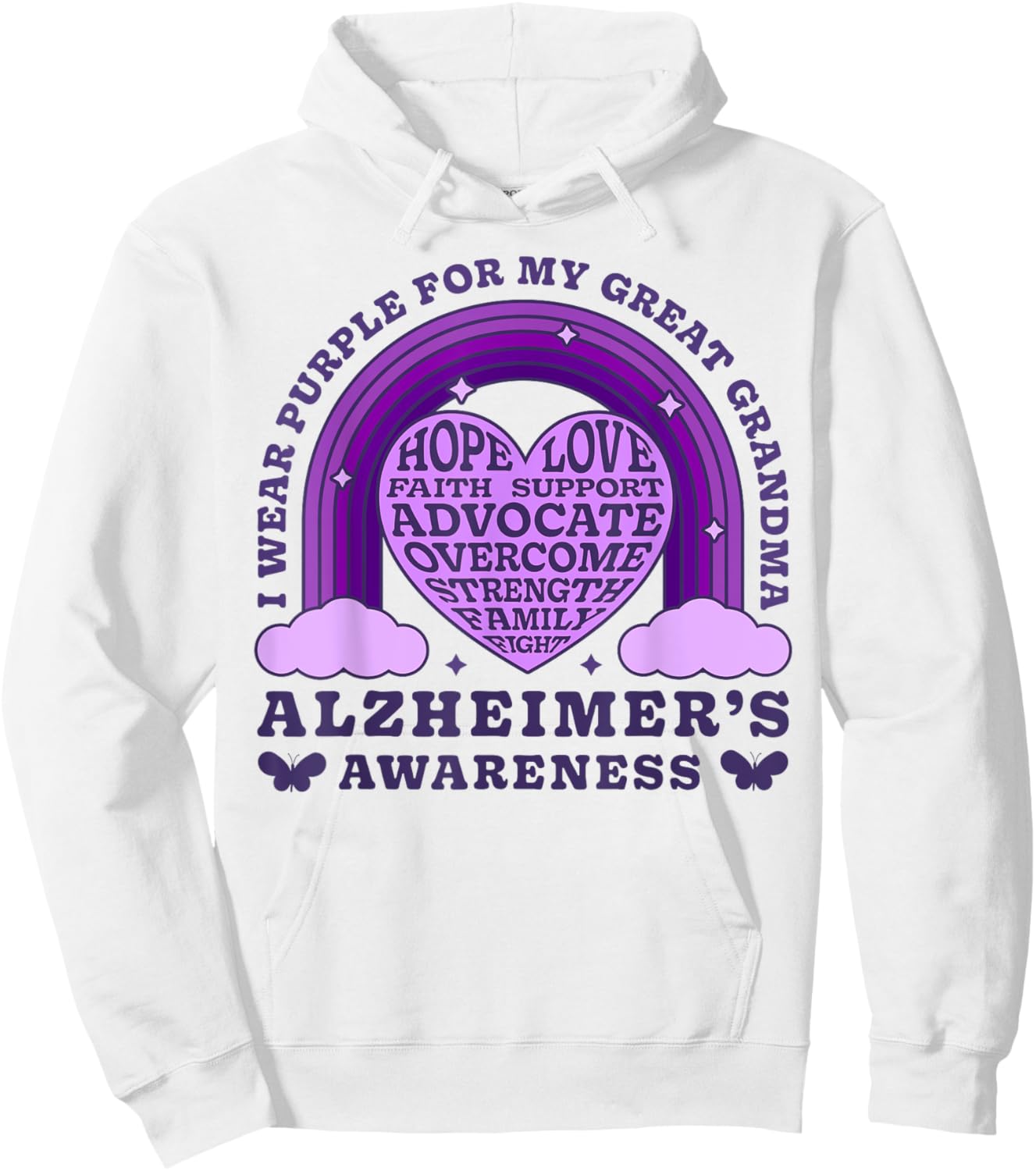 I Wear Purple For My Great Grandma Alzheimer's Awareness Day Hoodie - Hoodie | White