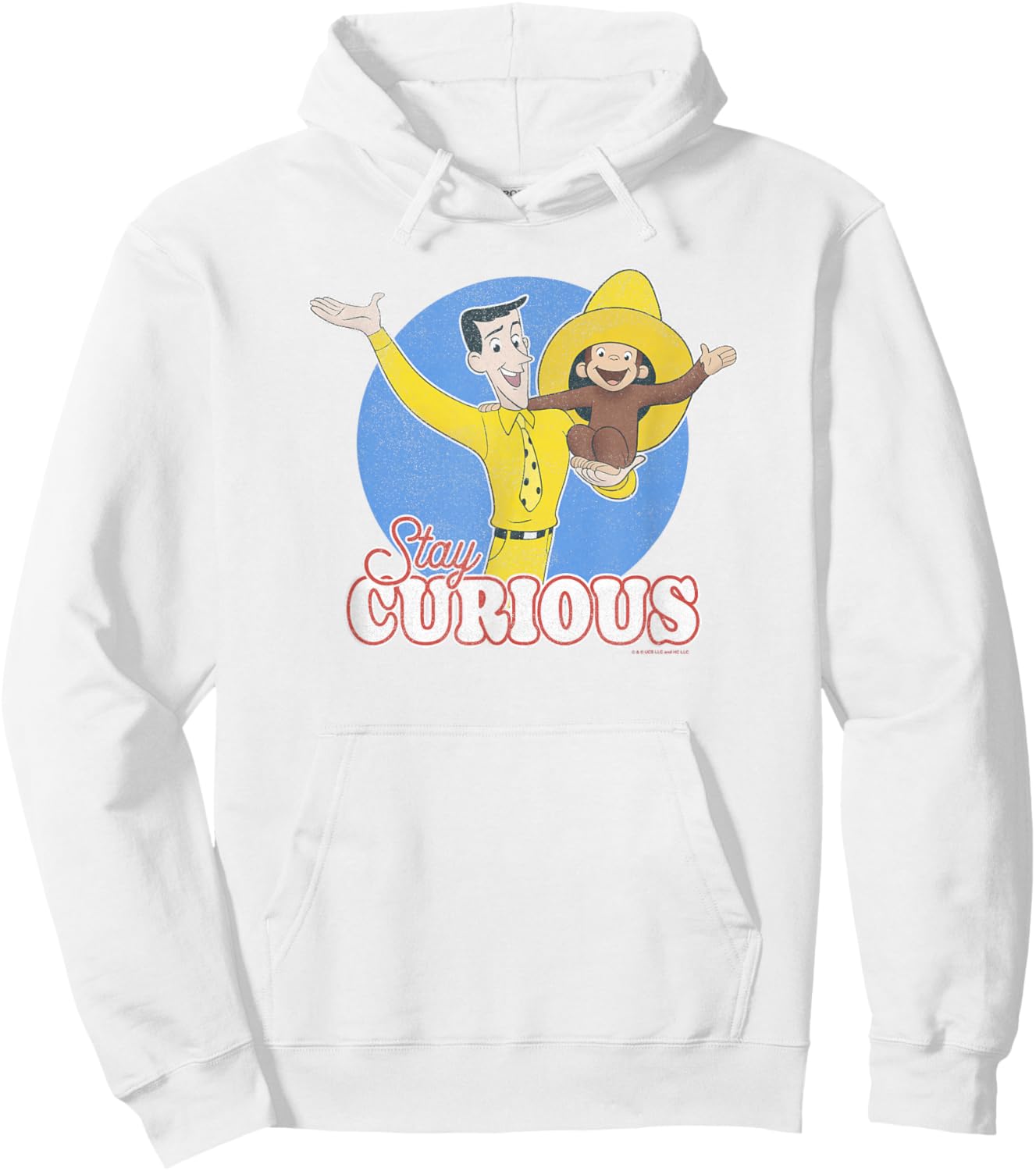 Curious George Stay Curious Yellow Hat Poster Hoodie - Hoodie | White