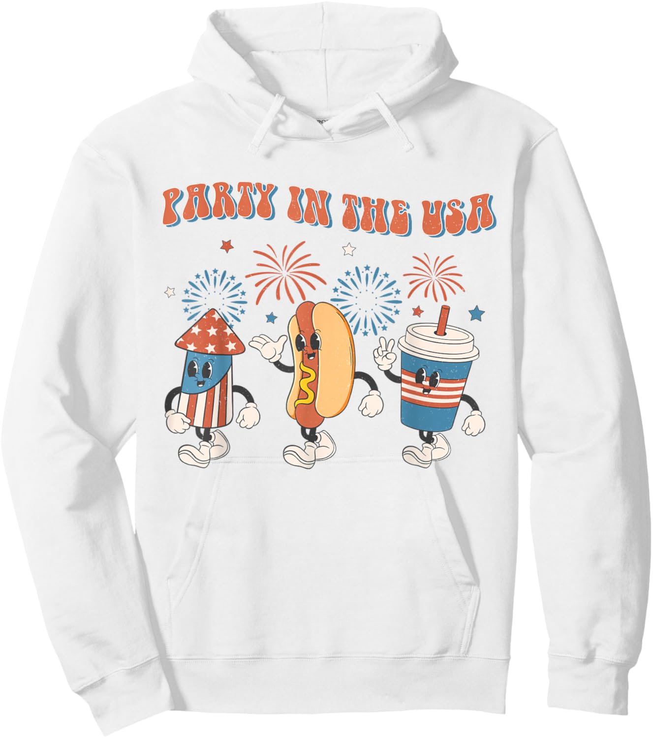 Party In The USA 4th Of July Vintage Hot Dog 4th Of July Hoodie - Hoodie | White