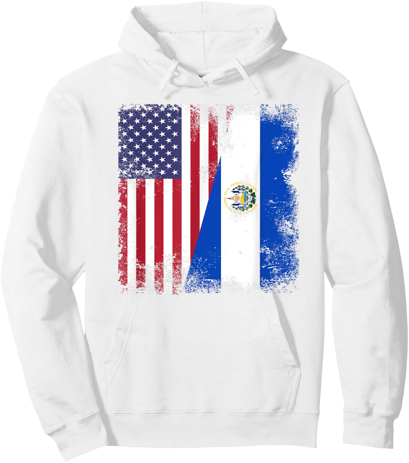 Half Salvadoran Flag | Vintage El Salvador USA Gift Hoodie - Hoodie | White