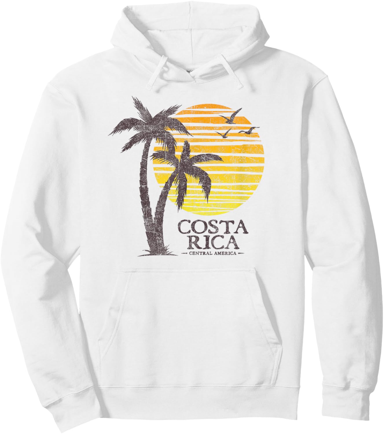 Vintage Costa Rica Souvenir Beach Sunset Retro Hoodie - Hoodie | White