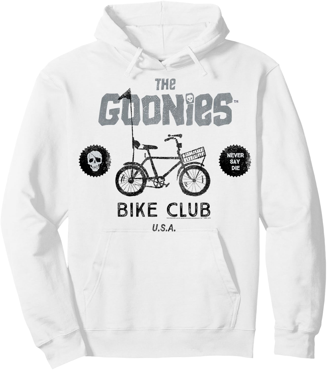 The Goonies Bike Club Never Say Die Text Hoodie - Hoodie | White