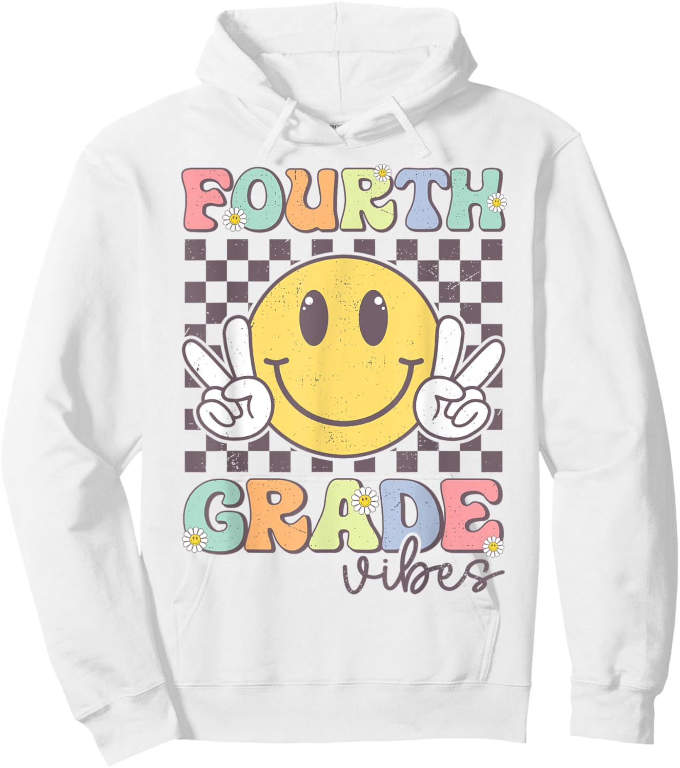 Fourth Grade Vibes Smile Face 4th Grade Team Back To School Hoodie - Hoodie | White
