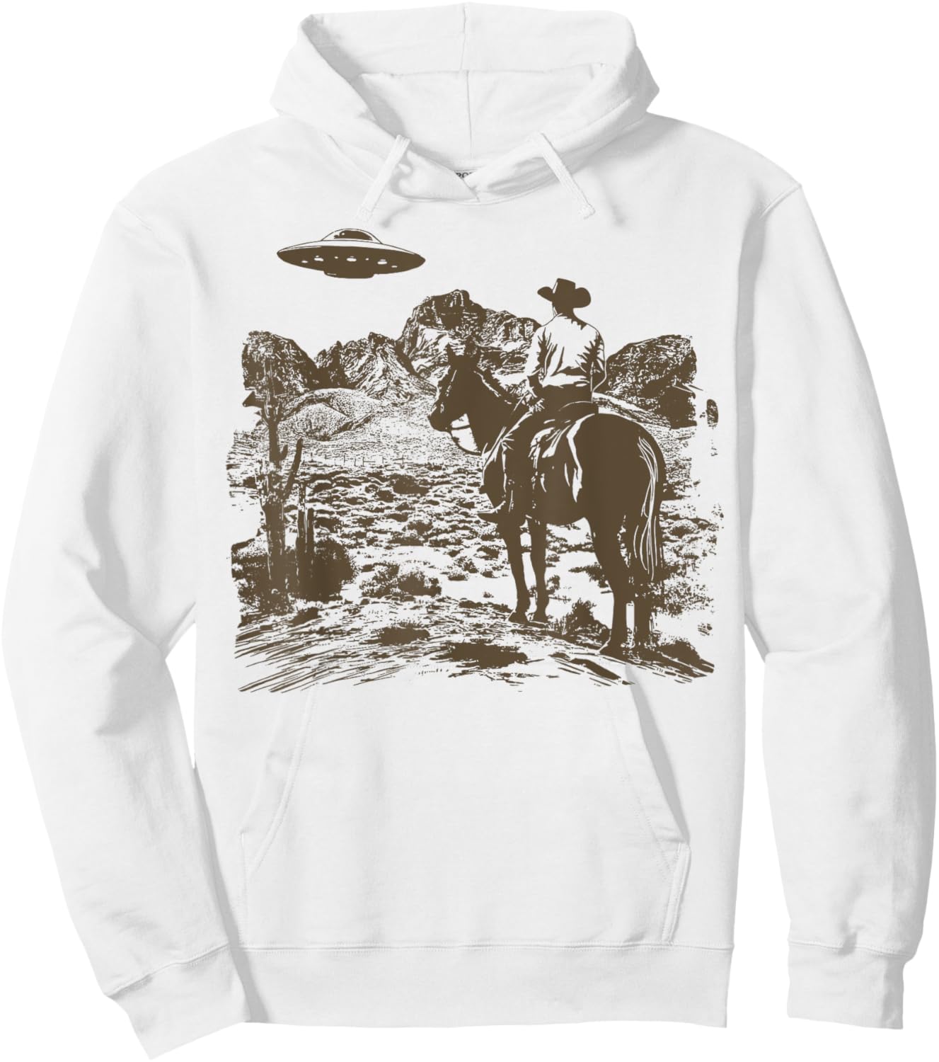 Ufo Western Cowboy Hoodie - Hoodie | White