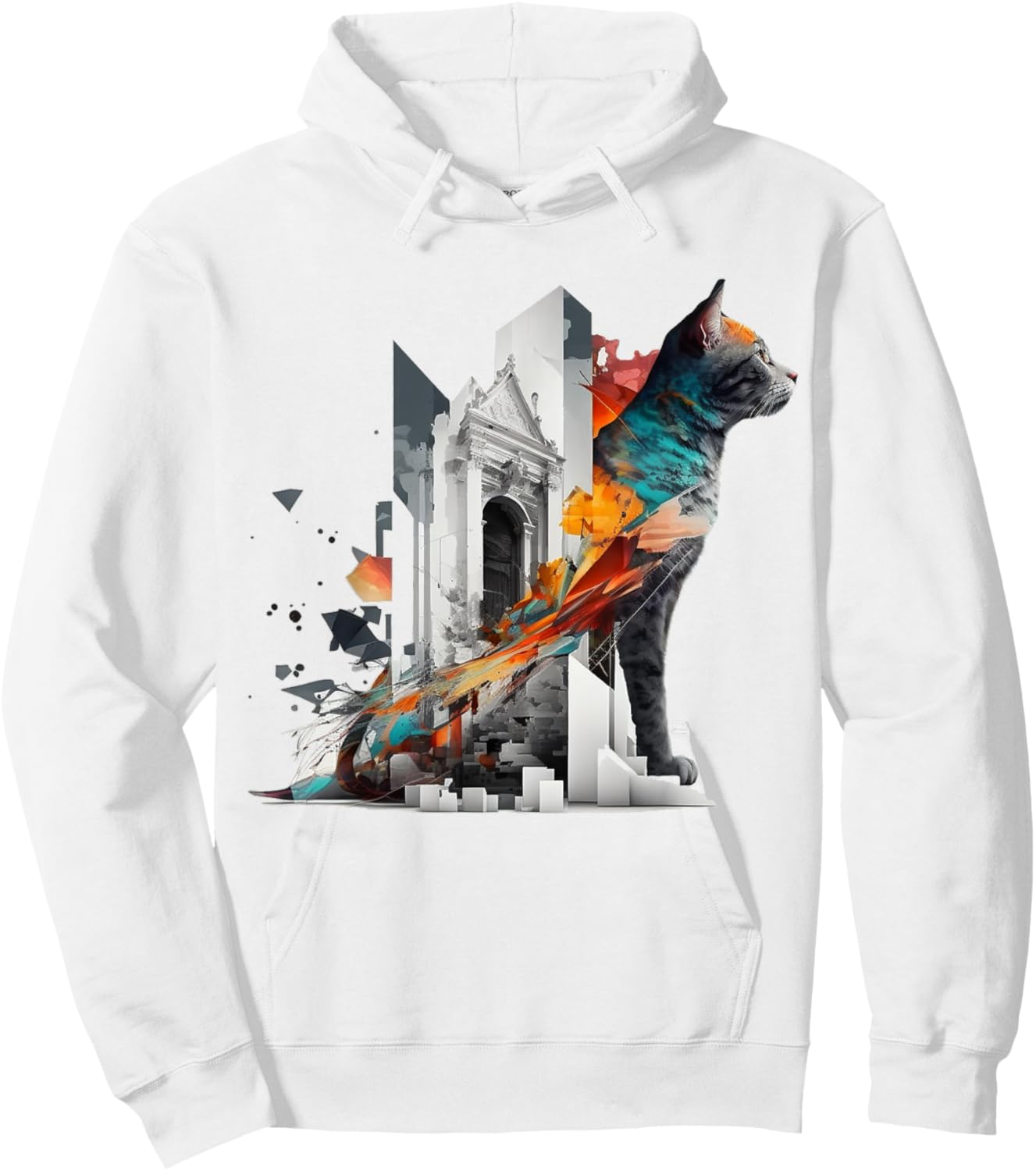 Cat Architecture Colourful Animal Pet Art Cat Men Women Kids Hoodie - Hoodie | White