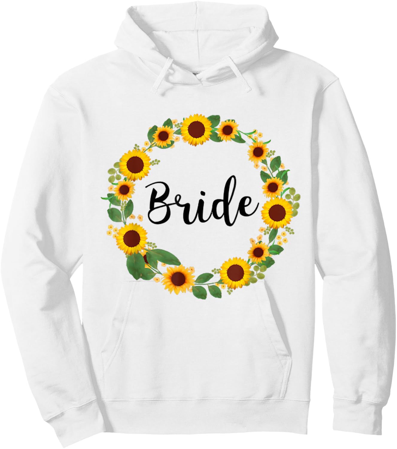 Bride Sunflower Wreath Flowers Floral Wedding Party Hoodie - Hoodie | White
