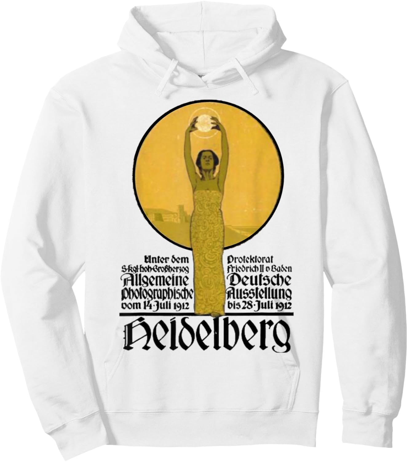 Antique German Rare 1912 Heidelberg Germany Photography Exhibition Grey Cotton 100% Short Sleeve Hoodie - Hoodie | White