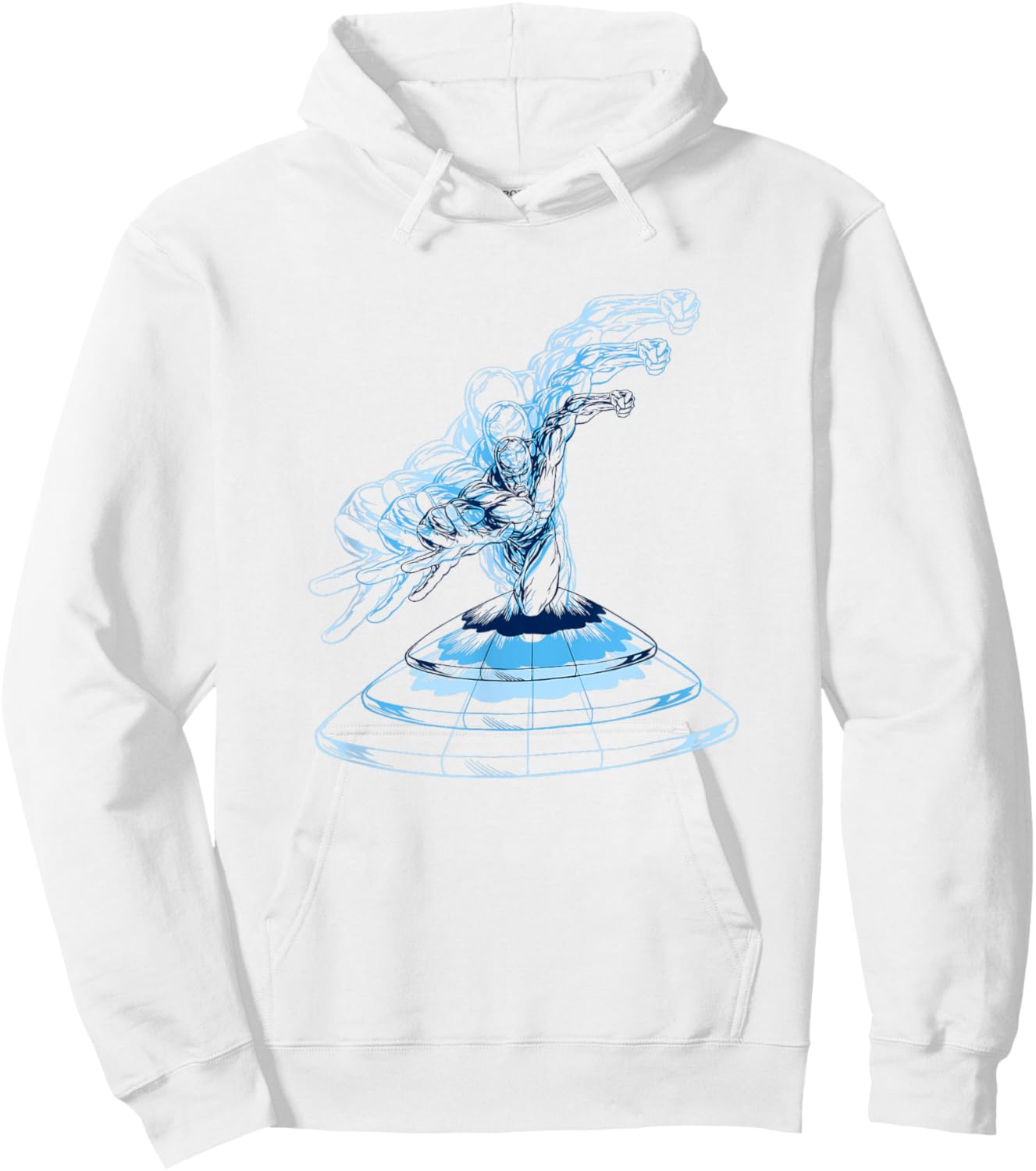Marvel Comics Retro Classic Silver Surfer Illusion Big Logo Hoodie - Hoodie | White