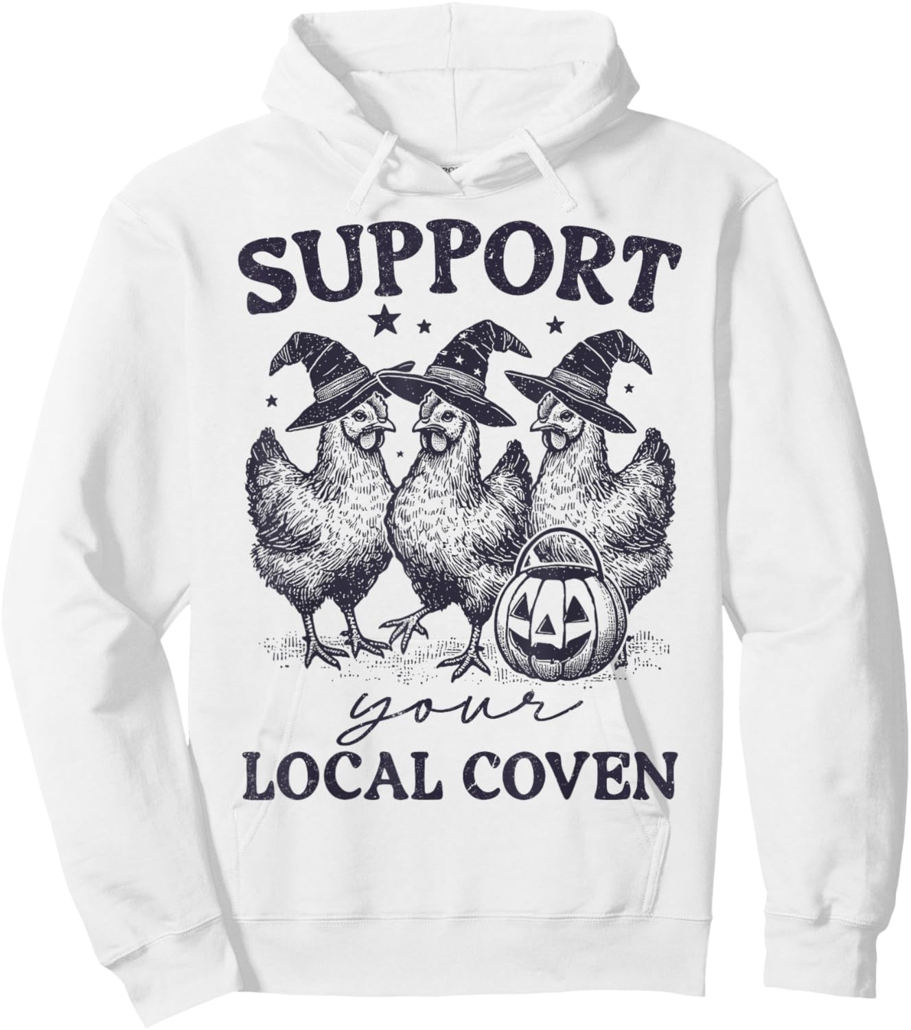 Support Your Local Coven Funny Witch Girl Chicken Farm Lover Hoodie - Hoodie | White